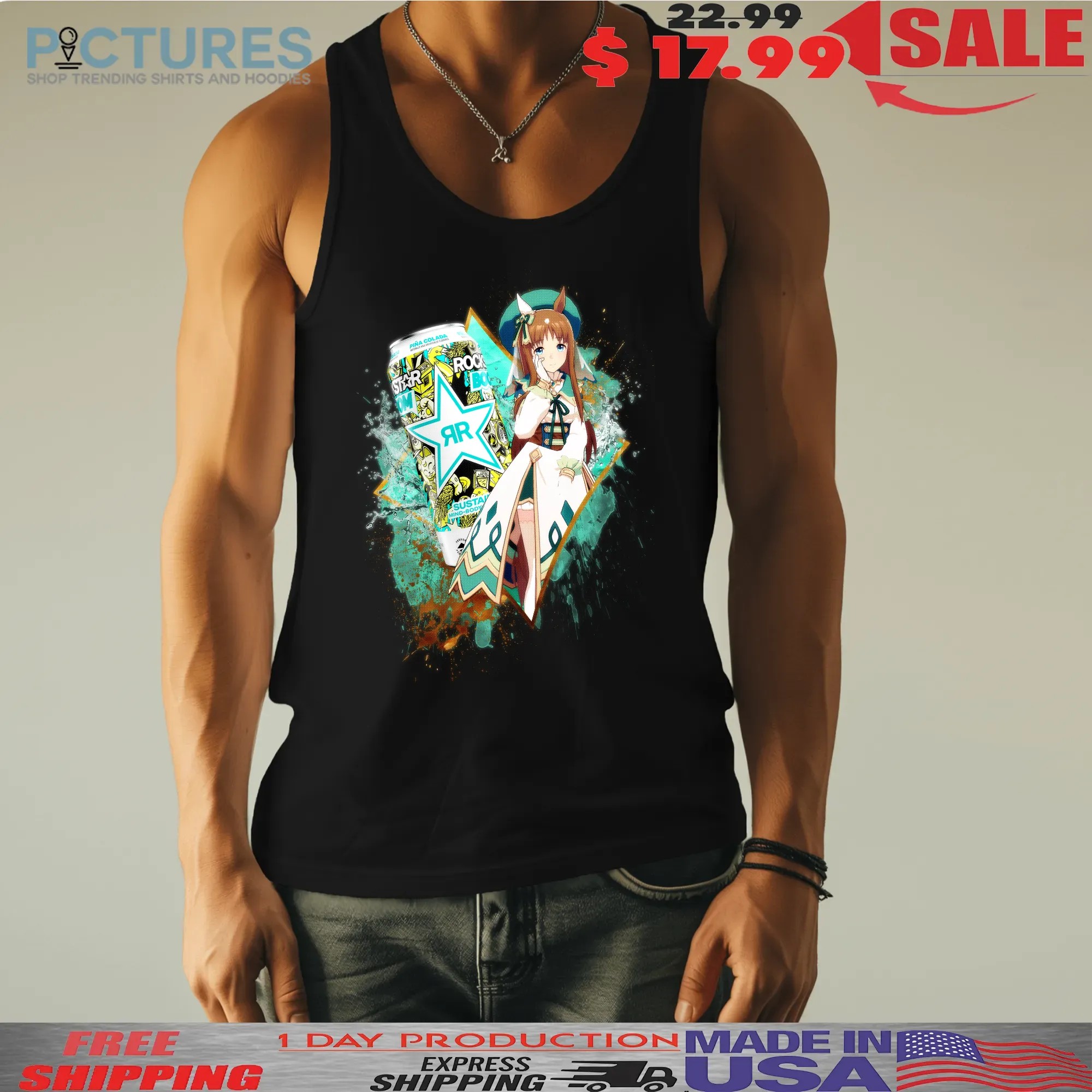 Grass Wonder Uma Musume Rockstar Energy Drink Boom Pina Colada Anime Mashup T Shirt