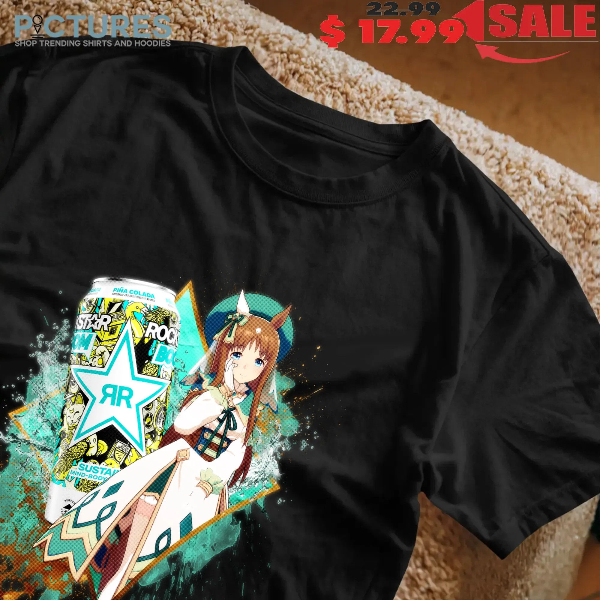 Grass Wonder Uma Musume Rockstar Energy Drink Boom Pina Colada Anime Mashup T Shirt