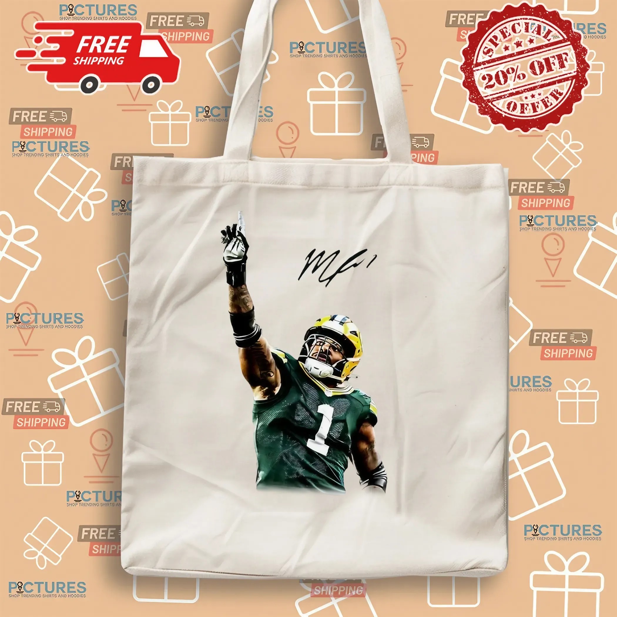 Green Bay Packers Micah Parsons One Up One Hand Graphic Signature T Shirt