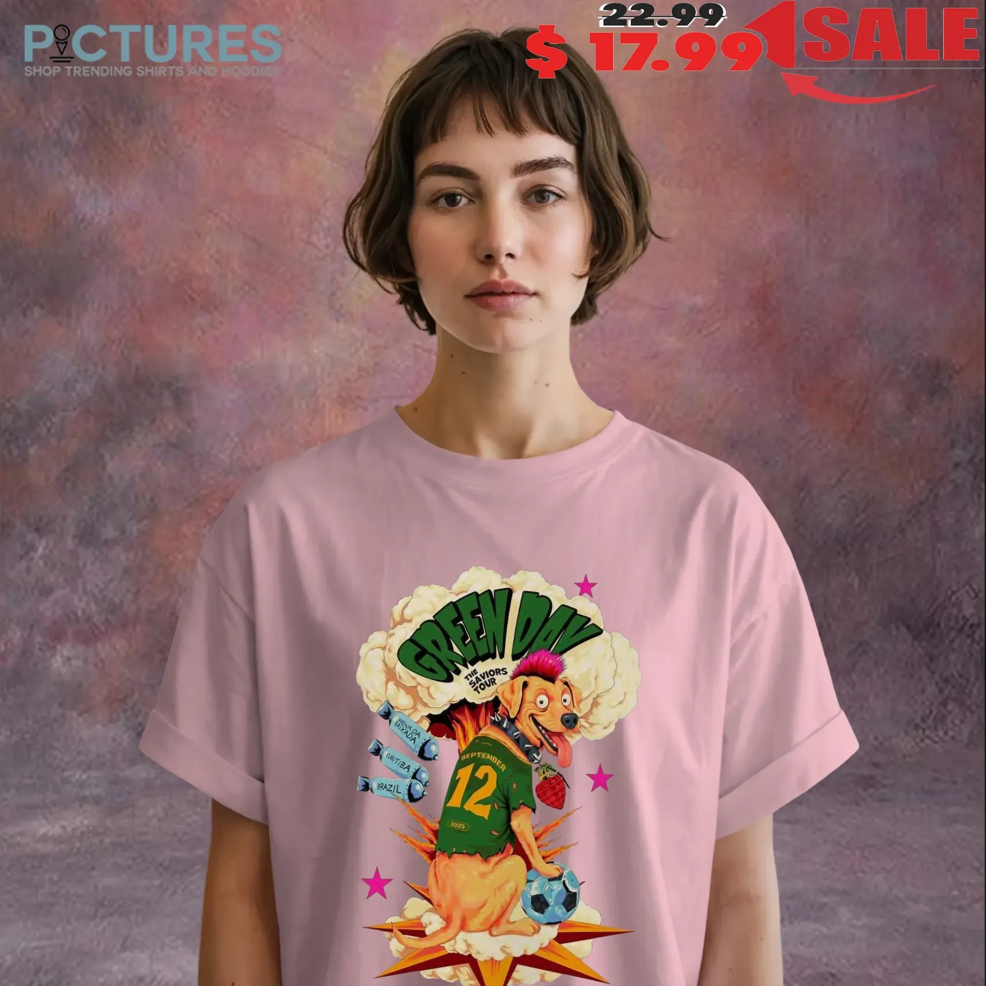 Green Day The Saviors Tour September 12 2025 At Arena Da Baixada Curitiba Brazil Vira-lata Caramelo Artwork Number 12 Poster T Shirt