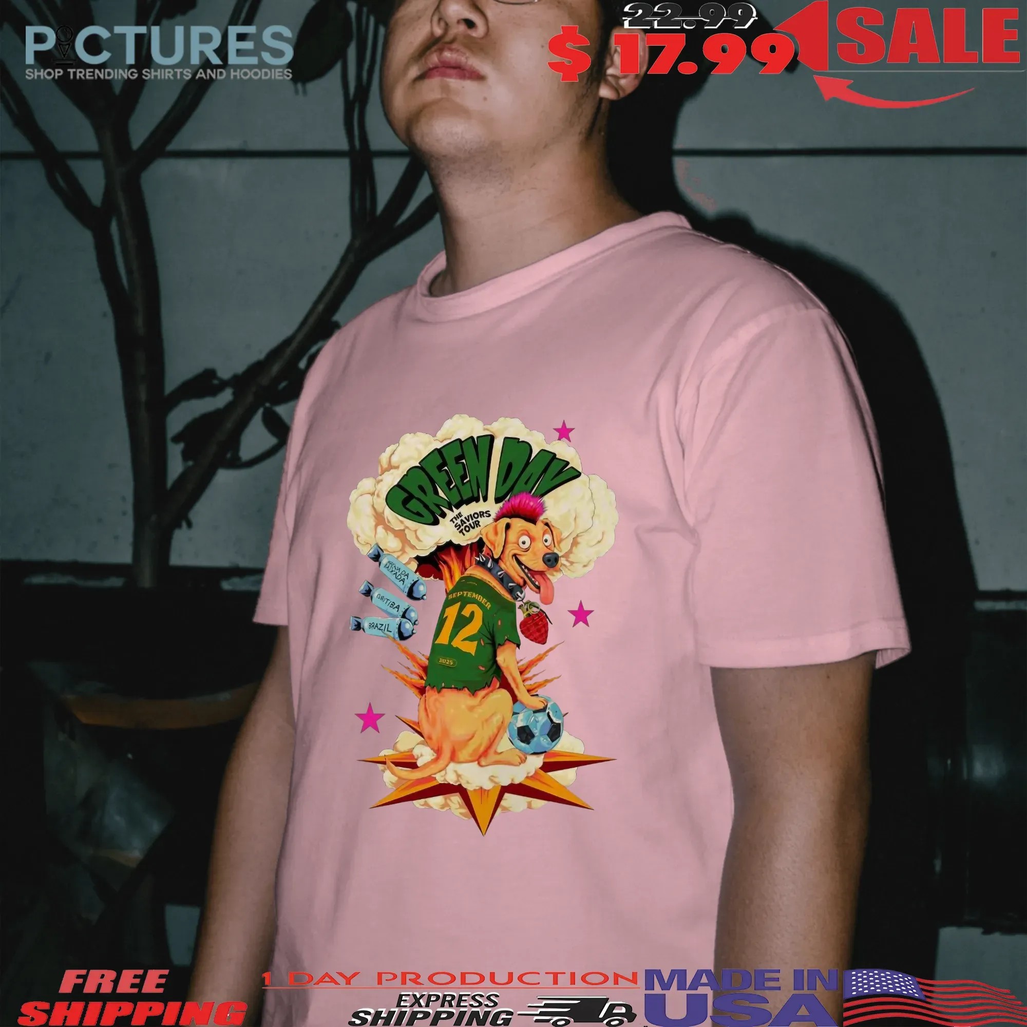 Green Day The Saviors Tour September 12 2025 At Arena Da Baixada Curitiba Brazil Vira-lata Caramelo Artwork Number 12 Poster T Shirt