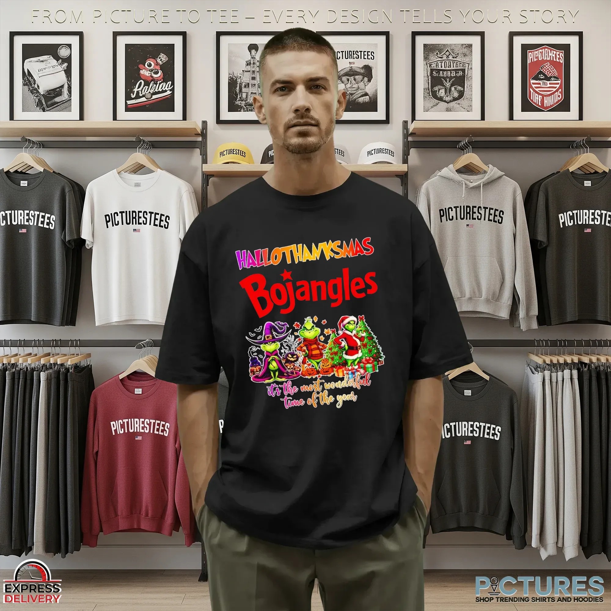 Grinch Bojangles Hallothanksmas It's The Most Wonderful Time Of The Year Christmas Mashup T Shirt