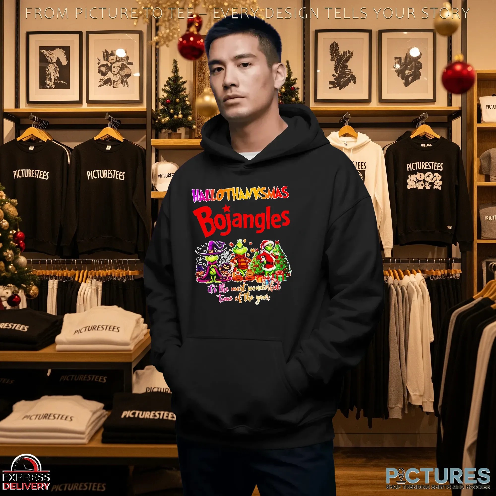 Grinch Bojangles Hallothanksmas It's The Most Wonderful Time Of The Year Christmas Mashup T Shirt