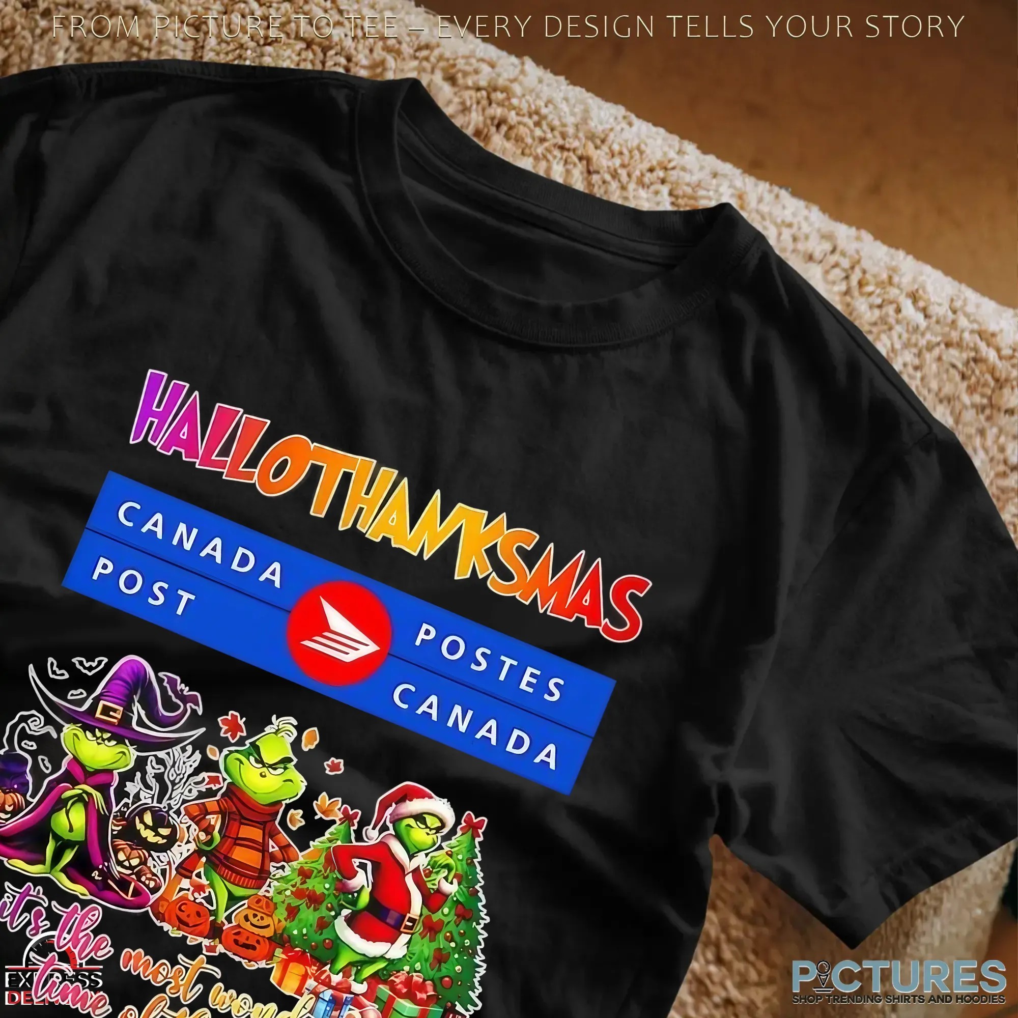 Grinch Canada Post Hallothanksmas It's The Most Wonderful Time Of The Year Christmas Mashup T Shirt