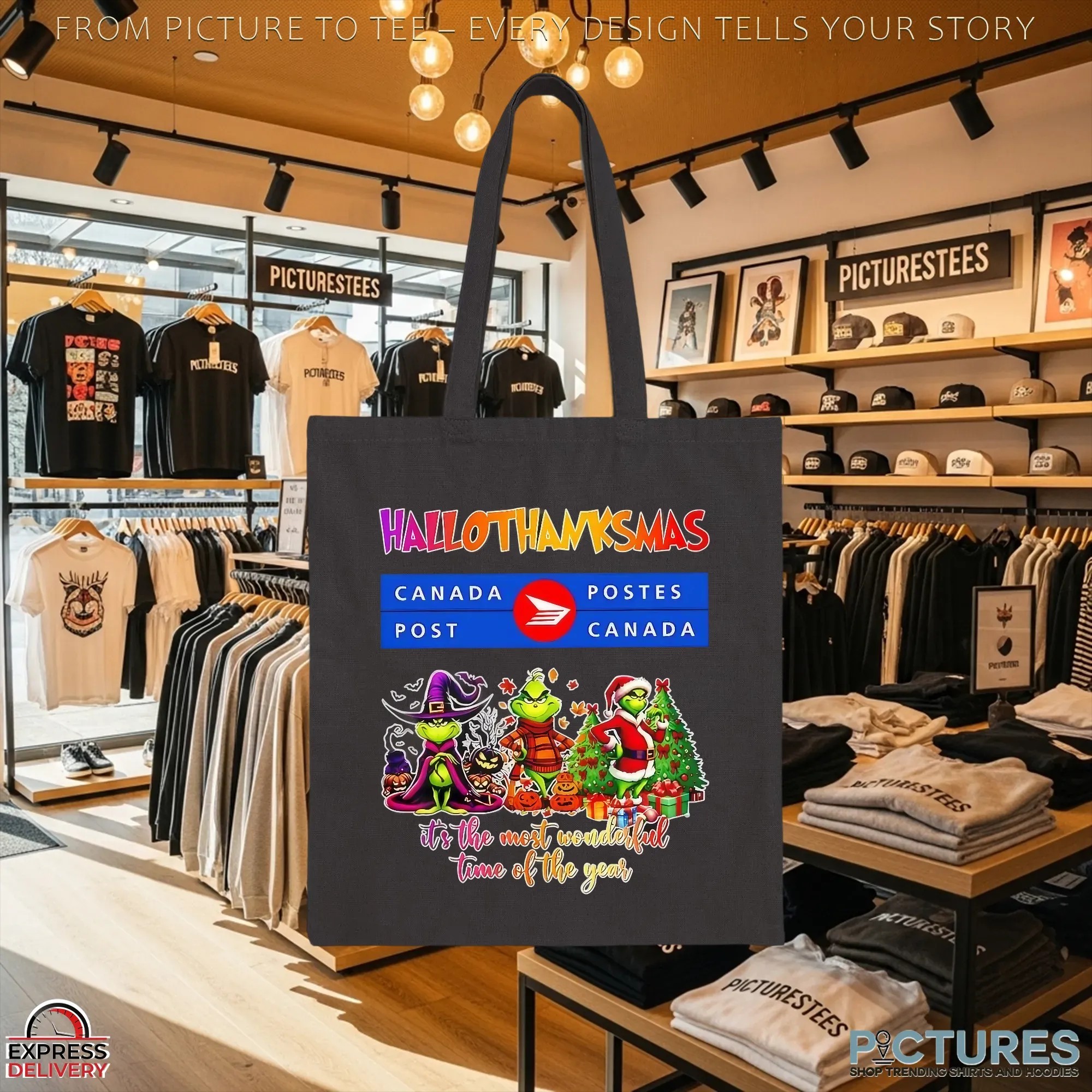 Grinch Canada Post Hallothanksmas It's The Most Wonderful Time Of The Year Christmas Mashup T Shirt