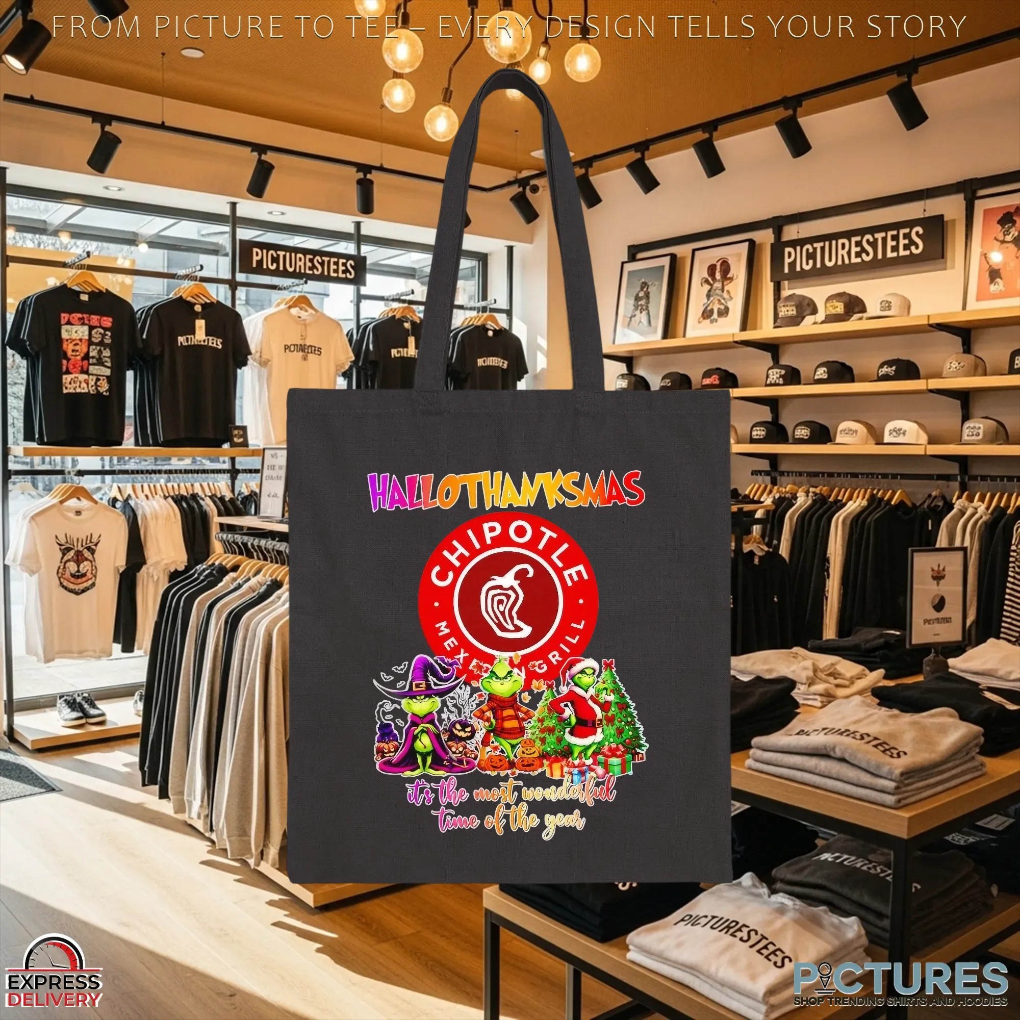 Grinch Chipotle Hallothanksmas It's The Most Wonderful Time Of The Year Halloween Christmas Mashup T Shirt