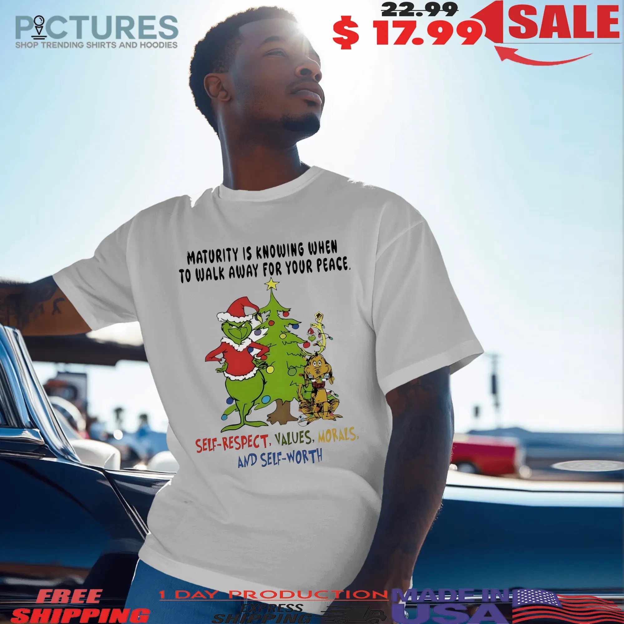 Grinch Christmas Tree Maturity Is Knowing When To Walk Away For Your Peace Self Worth T Shirt