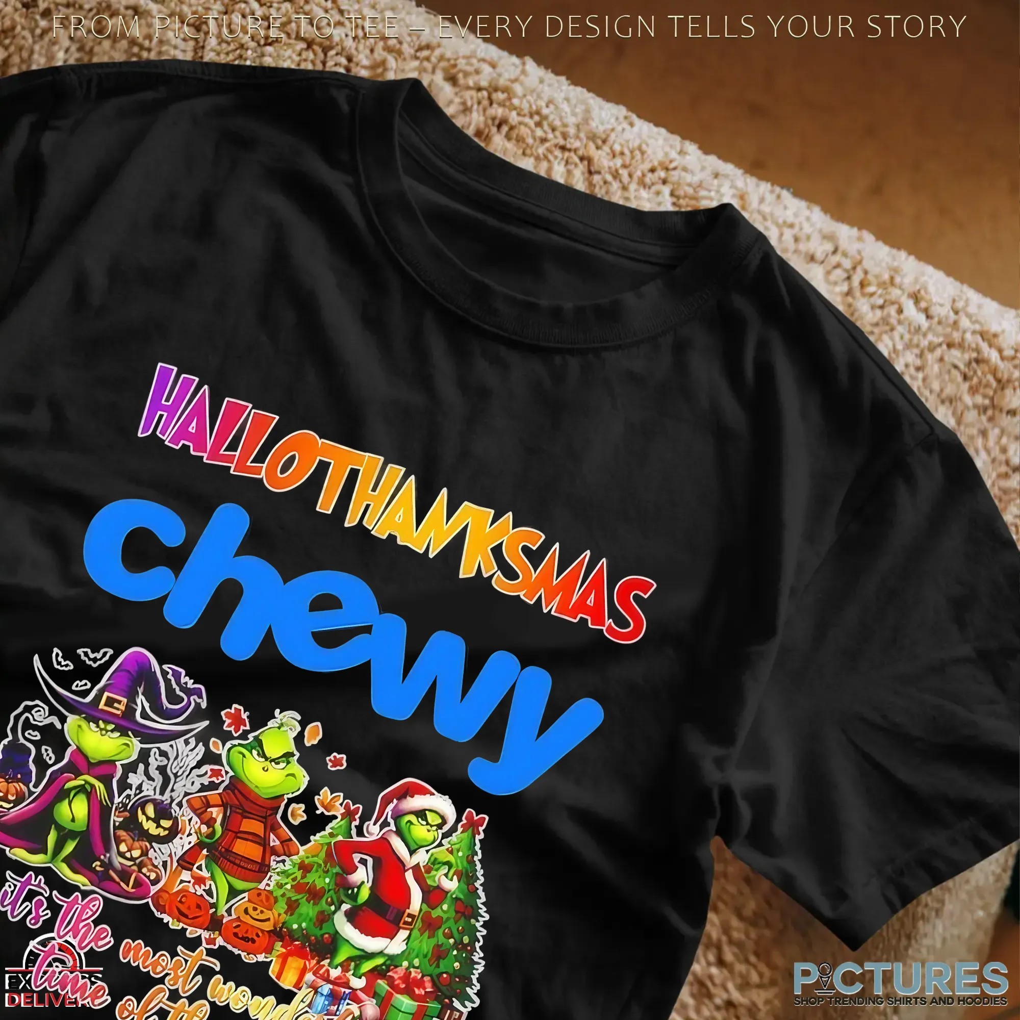 Grinch Hallothanksmas Chewy It's The Most Wonderful Time Of The Year Halloween Christmas Mashup T Shirt