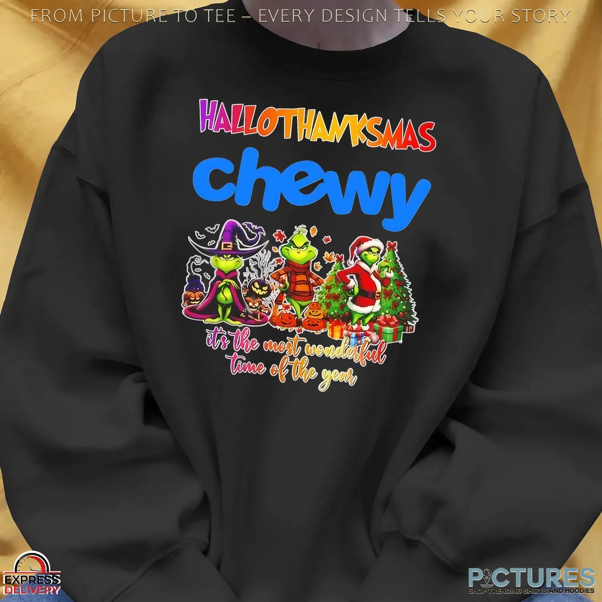 Grinch Hallothanksmas Chewy It's The Most Wonderful Time Of The Year Halloween Christmas Mashup T Shirt