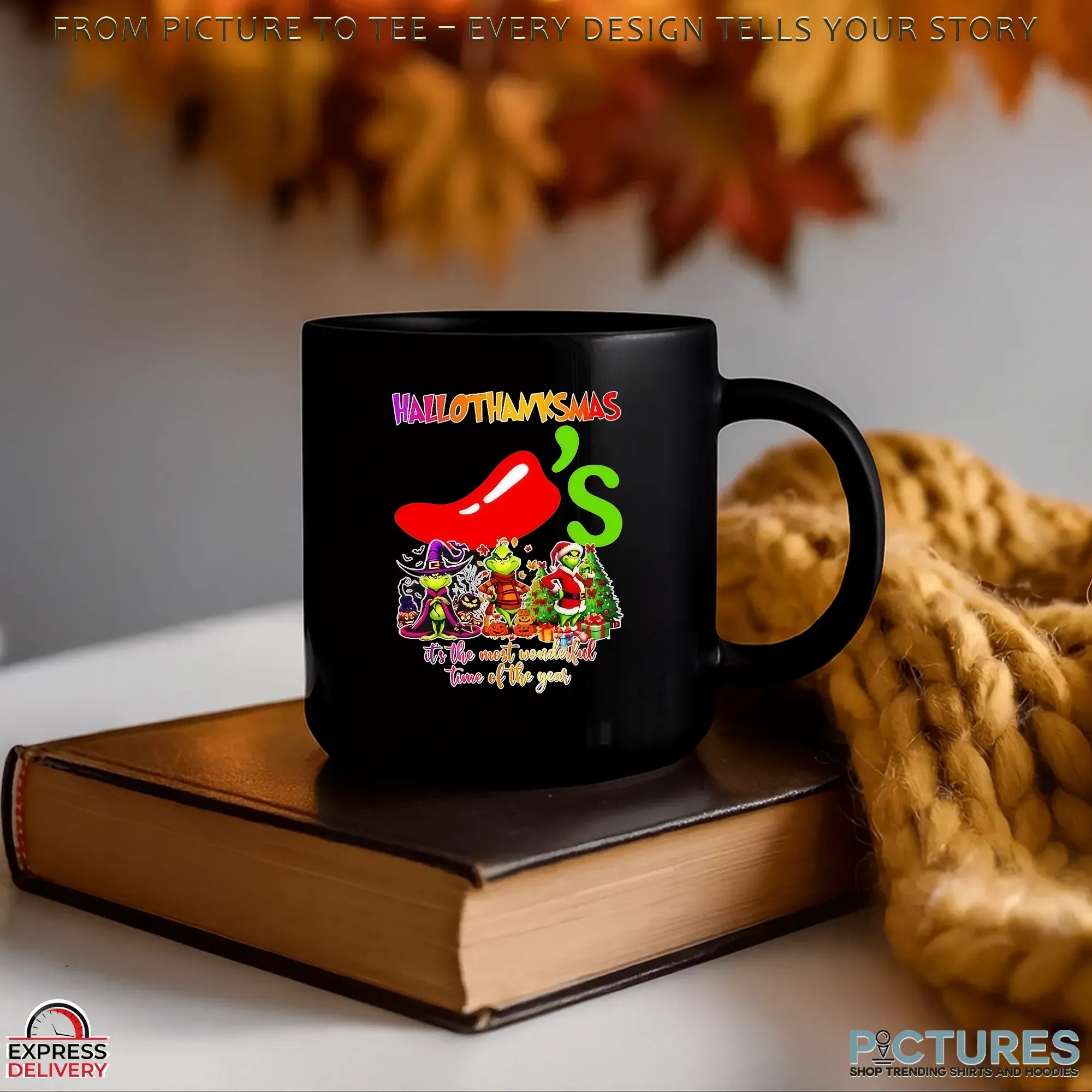 Grinch Hallothanksmas Chili's It's The Most Wonderful Time Of The Year Merry Christmas Mashup T Shirt