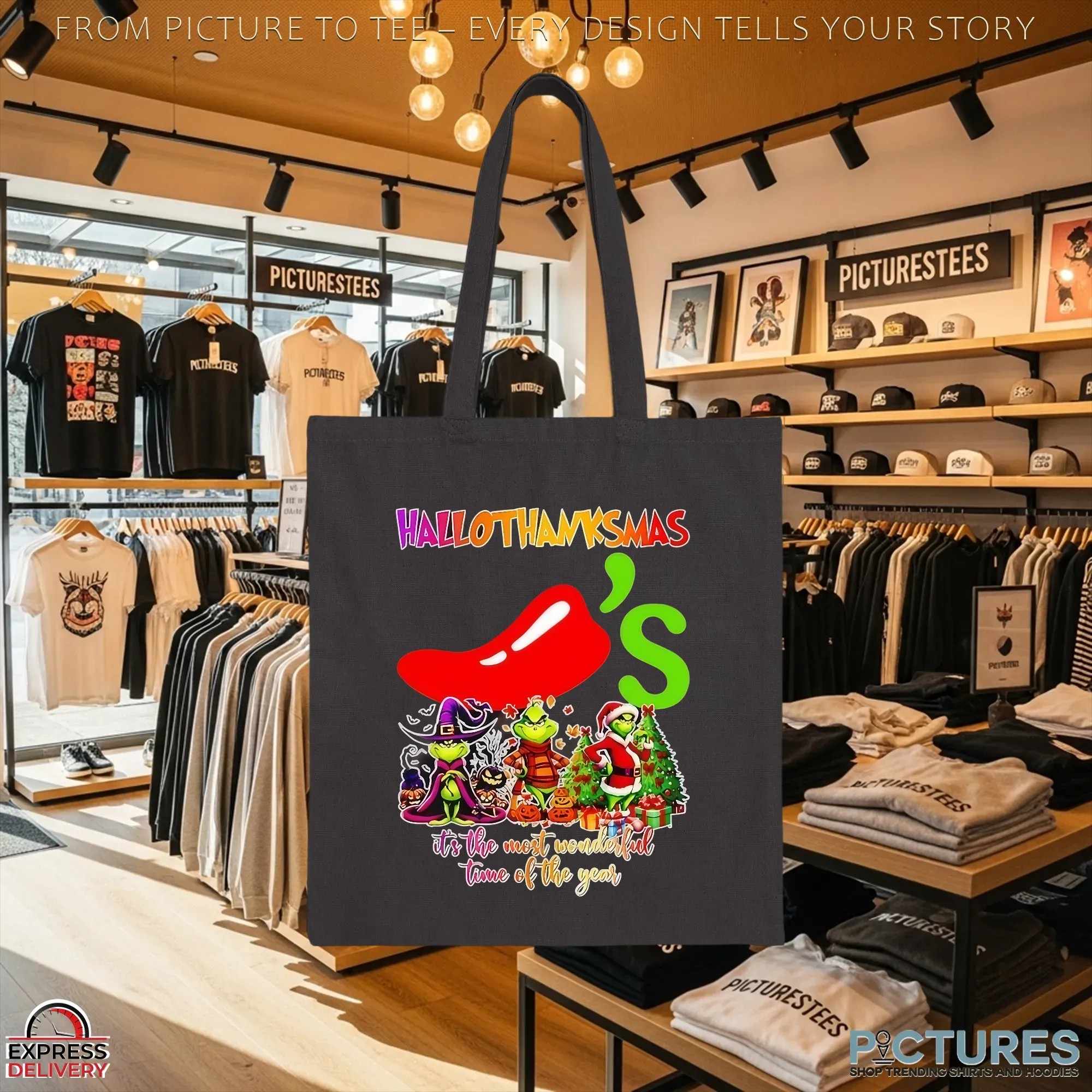 Grinch Hallothanksmas Chili's It's The Most Wonderful Time Of The Year Merry Christmas Mashup T Shirt