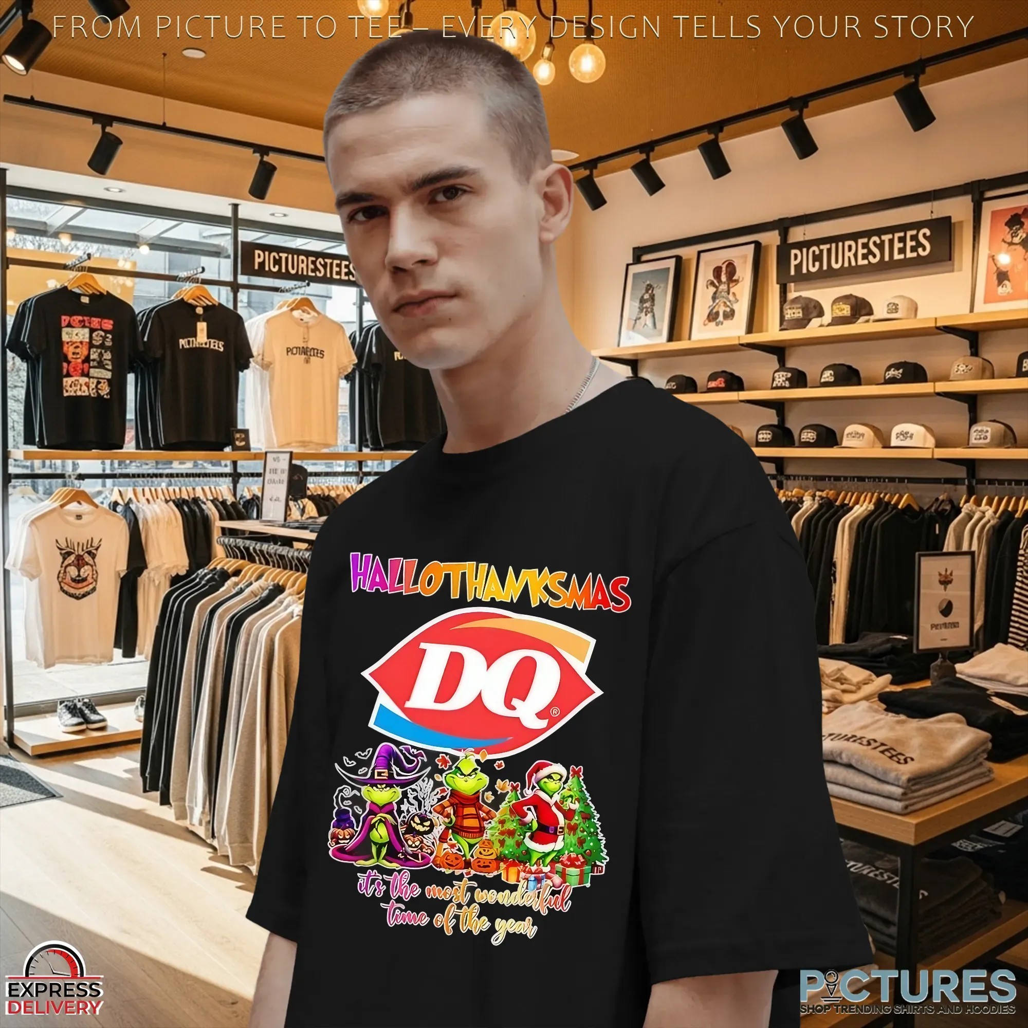 Grinch Hallothanksmas Dairy Queen It's The Most Wonderful Time Of The Year Halloween Christmas T Shirt