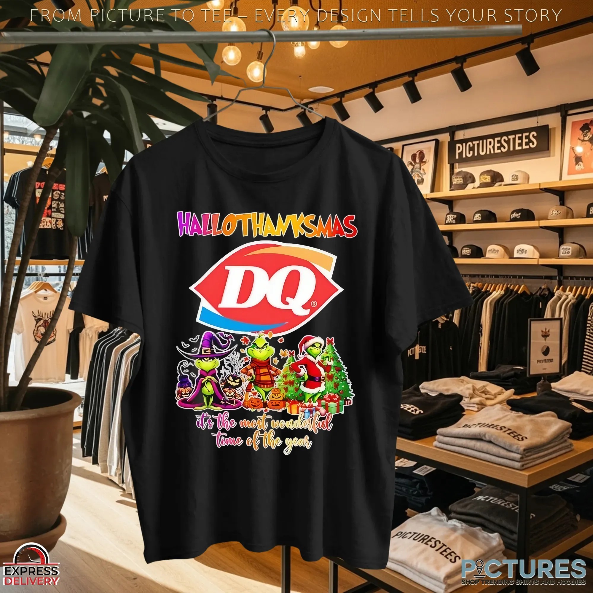 Grinch Hallothanksmas Dairy Queen It's The Most Wonderful Time Of The Year Halloween Christmas T Shirt