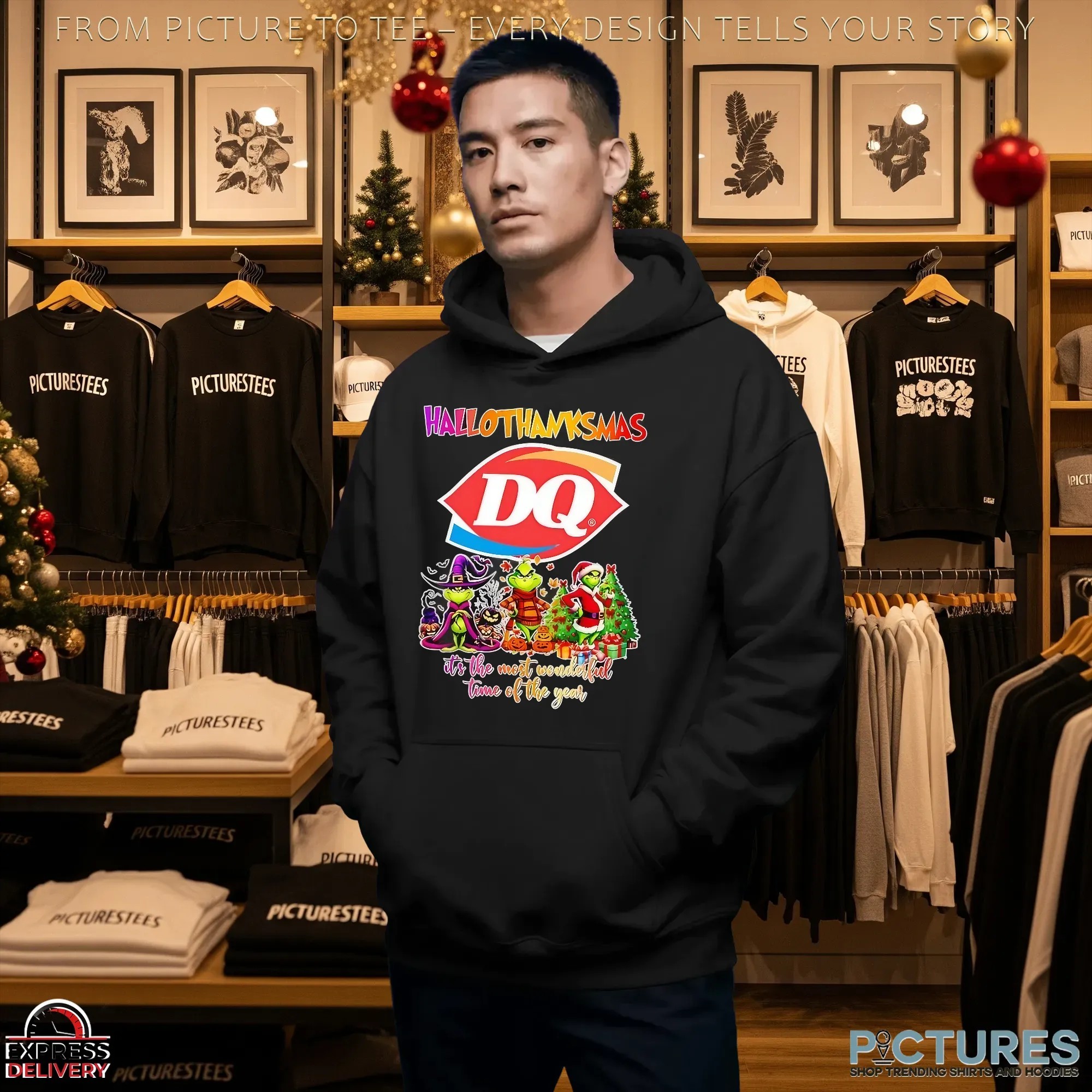 Grinch Hallothanksmas Dairy Queen It's The Most Wonderful Time Of The Year Halloween Christmas T Shirt