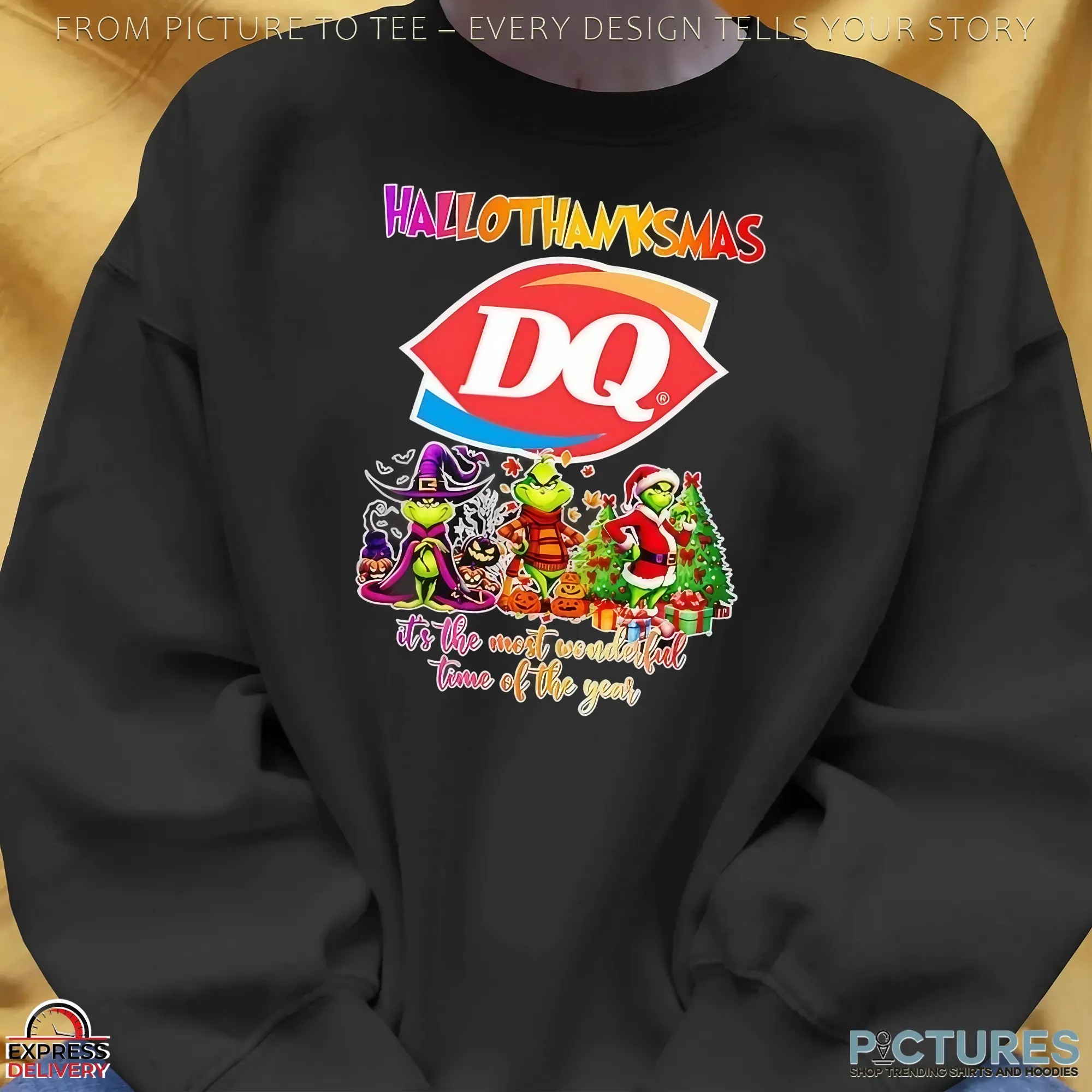 Grinch Hallothanksmas Dairy Queen It's The Most Wonderful Time Of The Year Halloween Christmas T Shirt