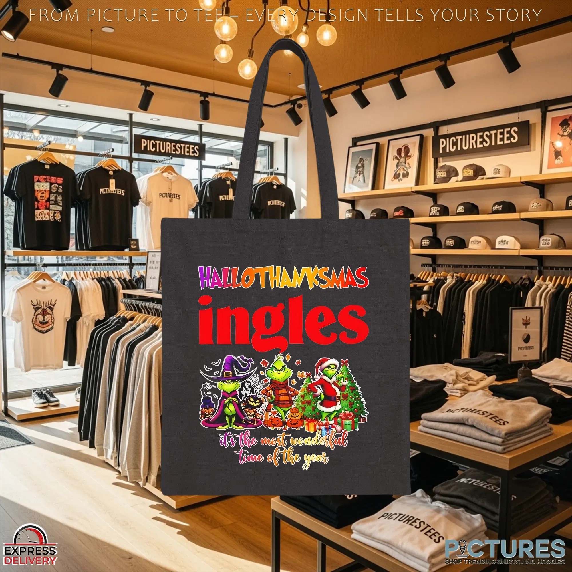 Grinch Hallothanksmas Ingles It's The Most Wonderful Time Of The Year Christmas Mashup T Shirt