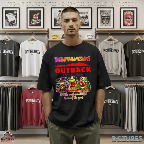 Grinch Hallothanksmas Outback Steakhouse  It's The Most Wonderful Time Of The Year Christmas T Shirt