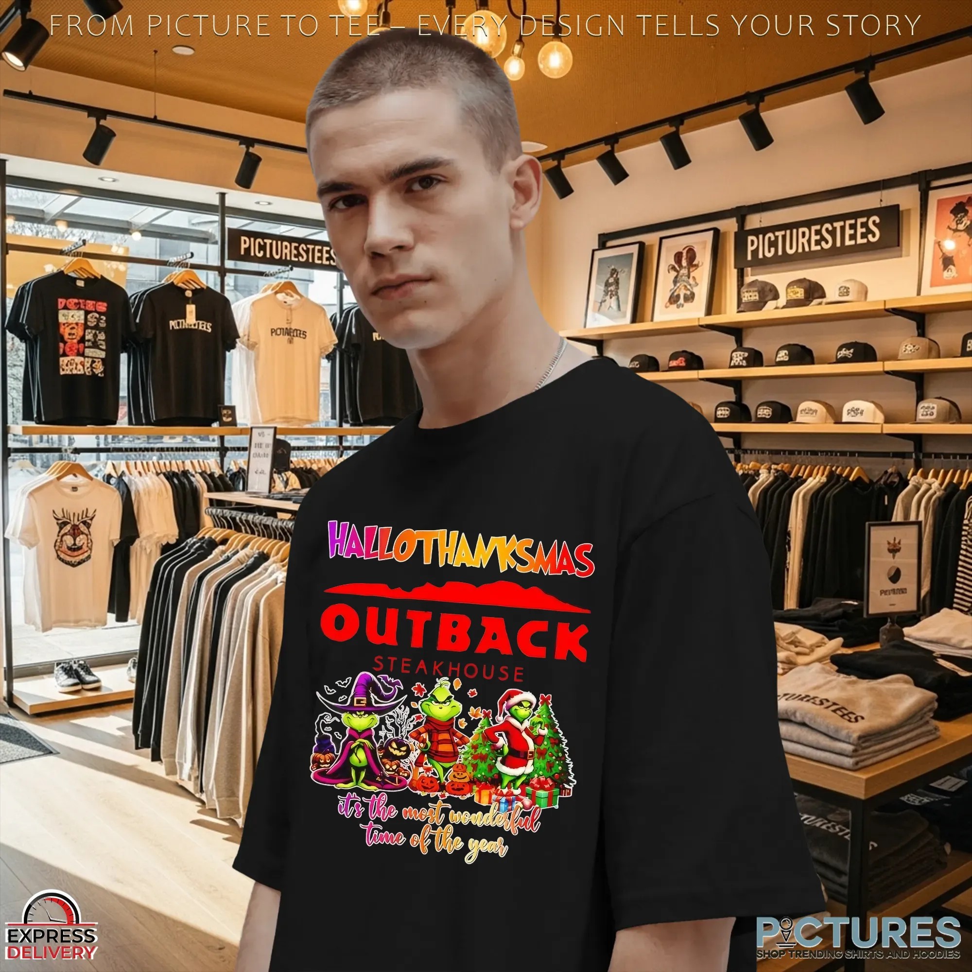 Grinch Hallothanksmas Outback Steakhouse It's The Most Wonderful Time Of The Year Christmas T Shirt Grinch Hallothanksmas Outback Steakhouse It's The Most Wonderful Time Of The Year Christmas T Shirt