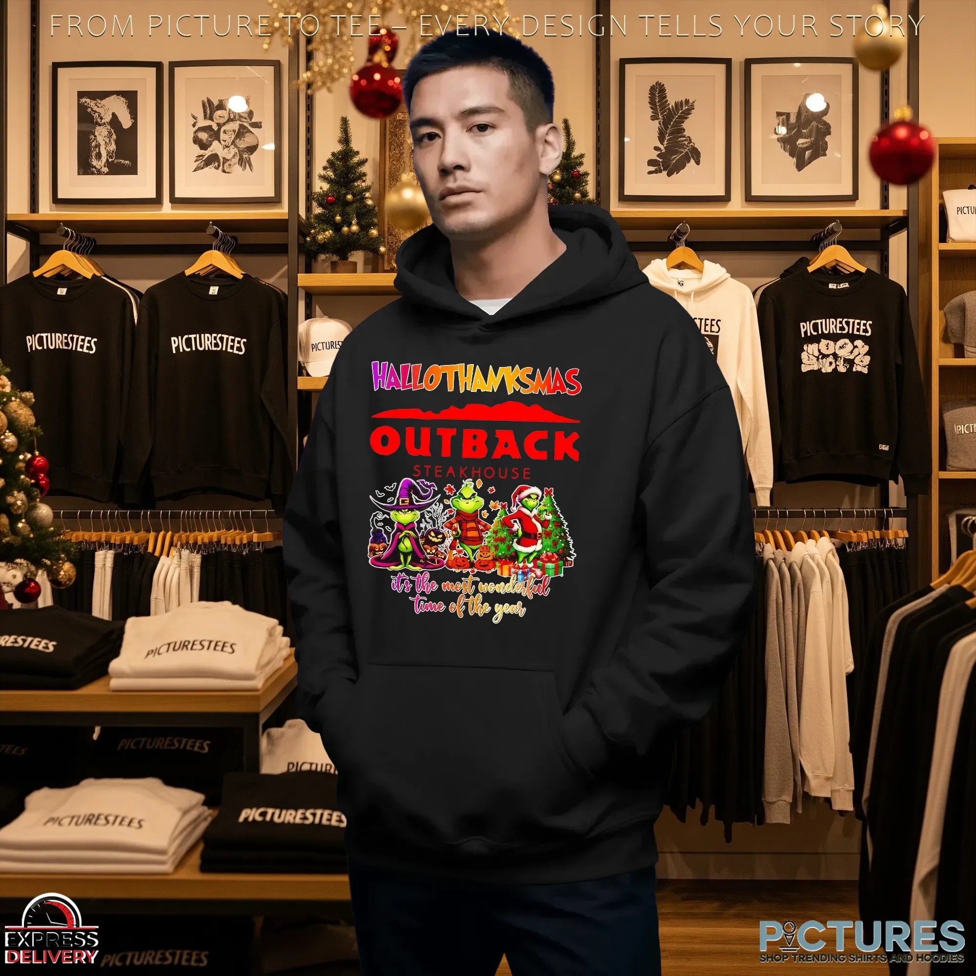 Grinch Hallothanksmas Outback Steakhouse It's The Most Wonderful Time Of The Year Christmas T Shirt Grinch Hallothanksmas Outback Steakhouse It's The Most Wonderful Time Of The Year Christmas T Shirt