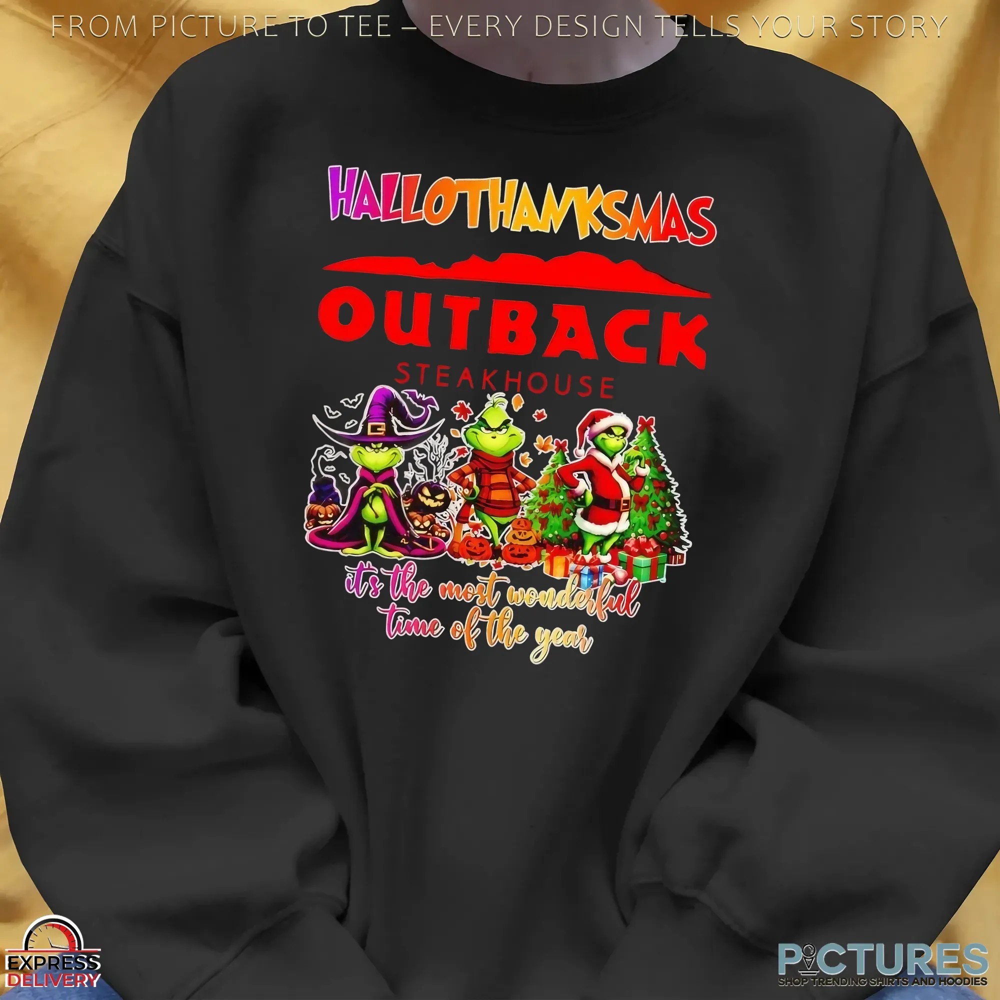 Grinch Hallothanksmas Outback Steakhouse It's The Most Wonderful Time Of The Year Christmas T Shirt Grinch Hallothanksmas Outback Steakhouse It's The Most Wonderful Time Of The Year Christmas T Shirt