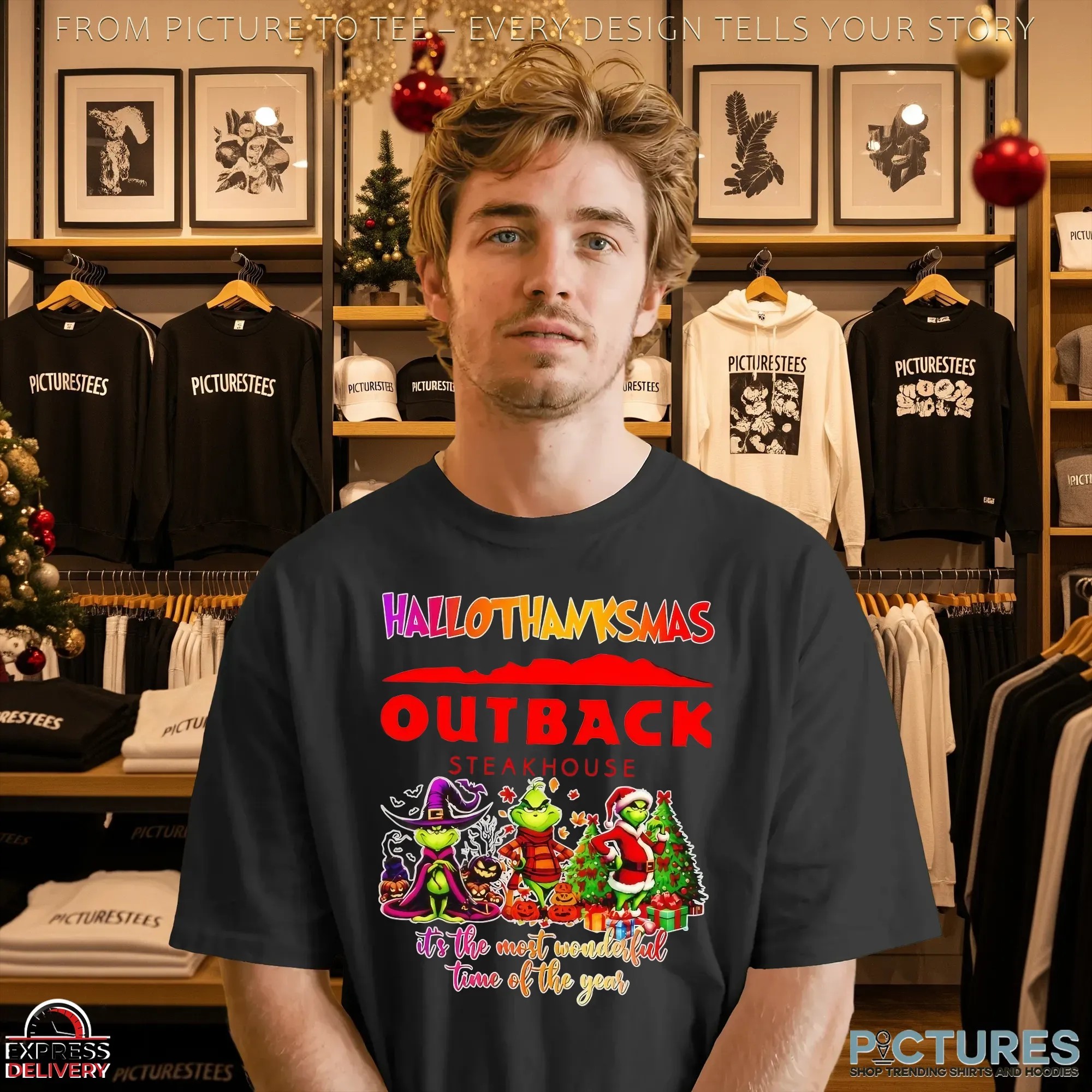 Grinch Hallothanksmas Outback Steakhouse It's The Most Wonderful Time Of The Year Christmas T Shirt Grinch Hallothanksmas Outback Steakhouse It's The Most Wonderful Time Of The Year Christmas T Shirt