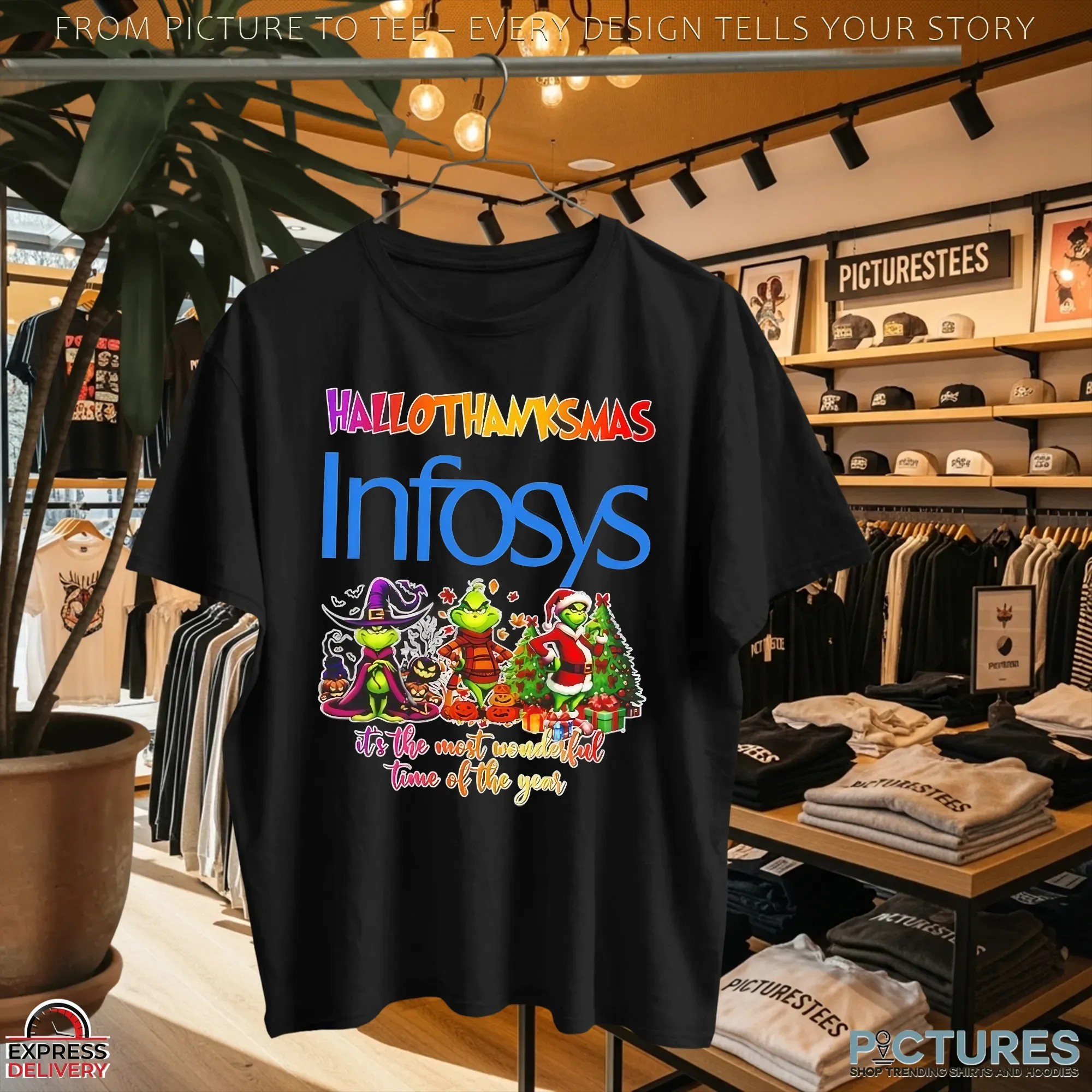 Grinch Hallothanksmas X Infosys It's The Most Wonderful Time Of The Year Christmas T Shirt