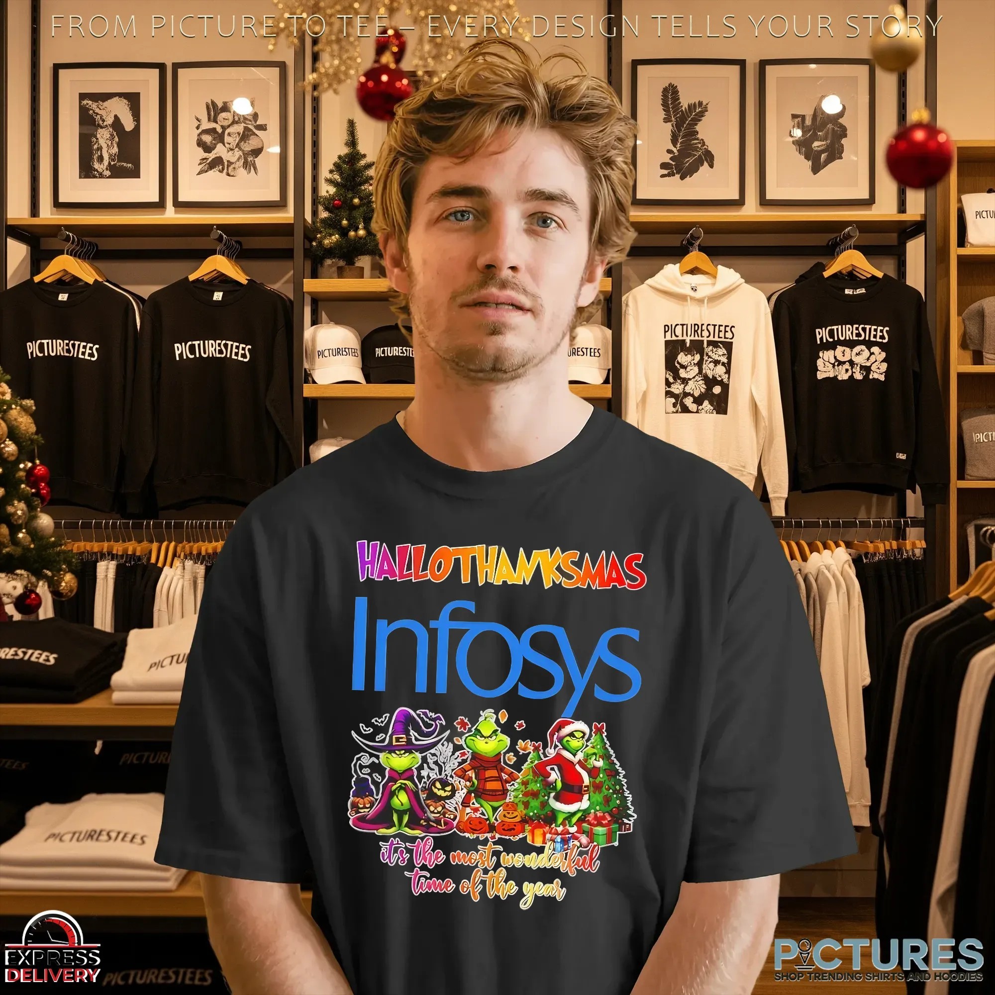 Grinch Hallothanksmas X Infosys It's The Most Wonderful Time Of The Year Christmas T Shirt