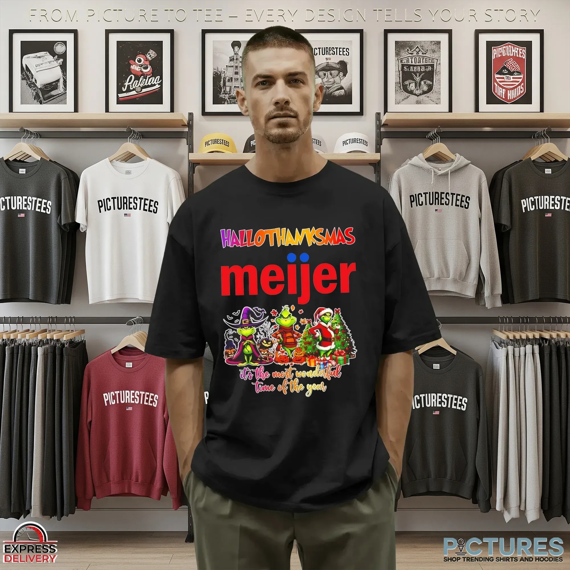 Grinch Hallothanksmas X Meijer It's The Most Wonderful Time Of The Year Christmas Mashup T Shirt