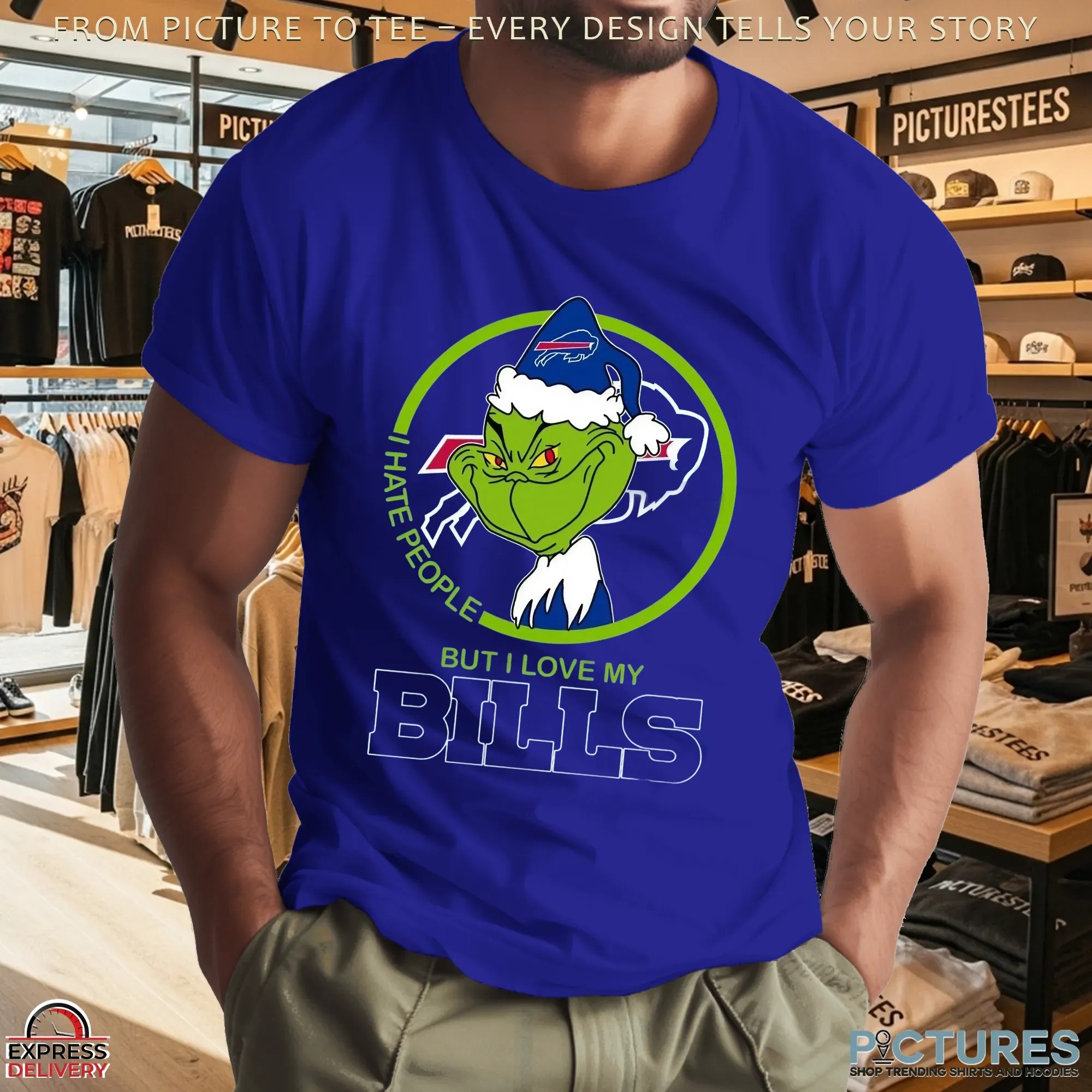 Grinch I Hate People But I Love My Buffalo Bills Football Christmas Parody T Shirt