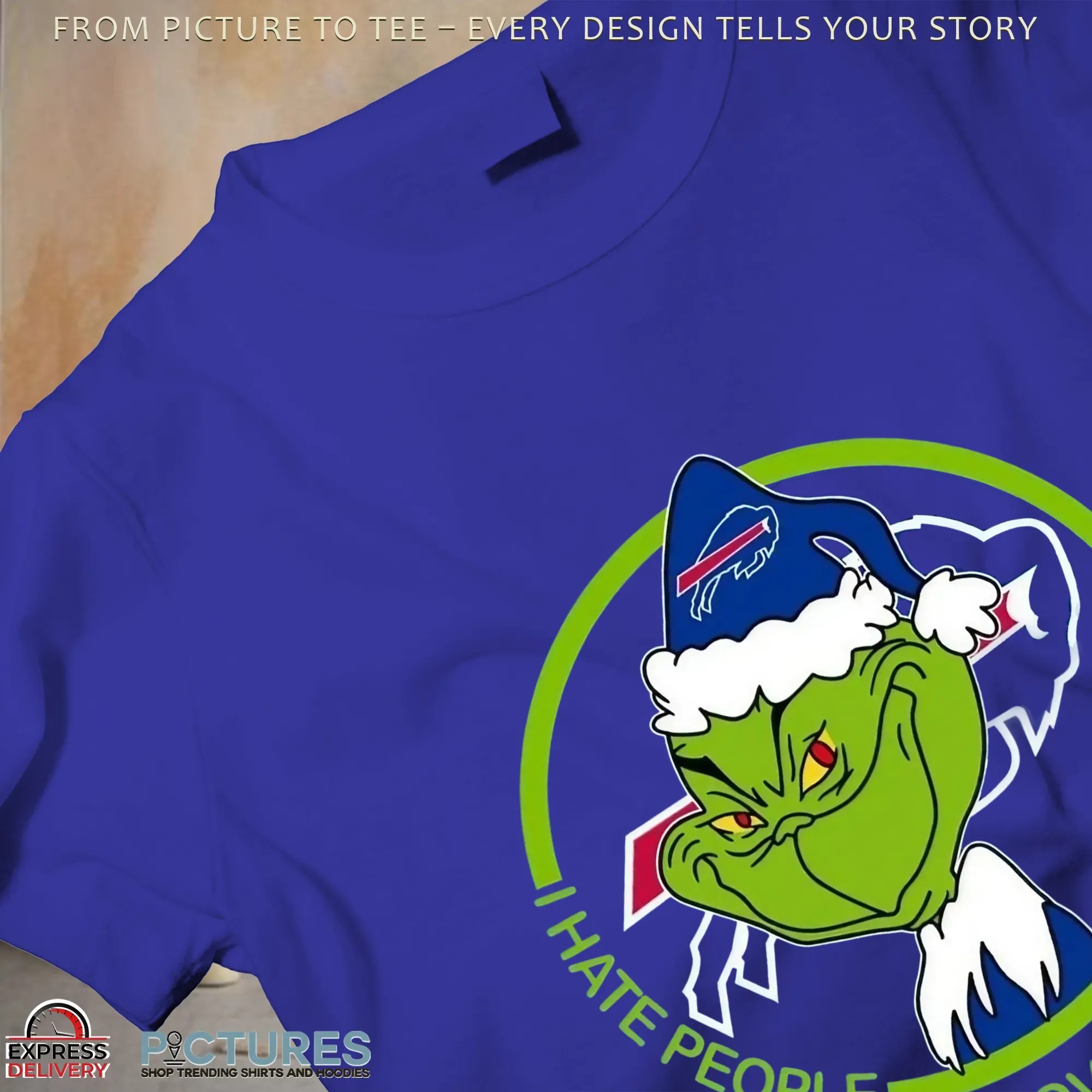 Grinch I Hate People But I Love My Buffalo Bills Football Christmas Parody T Shirt