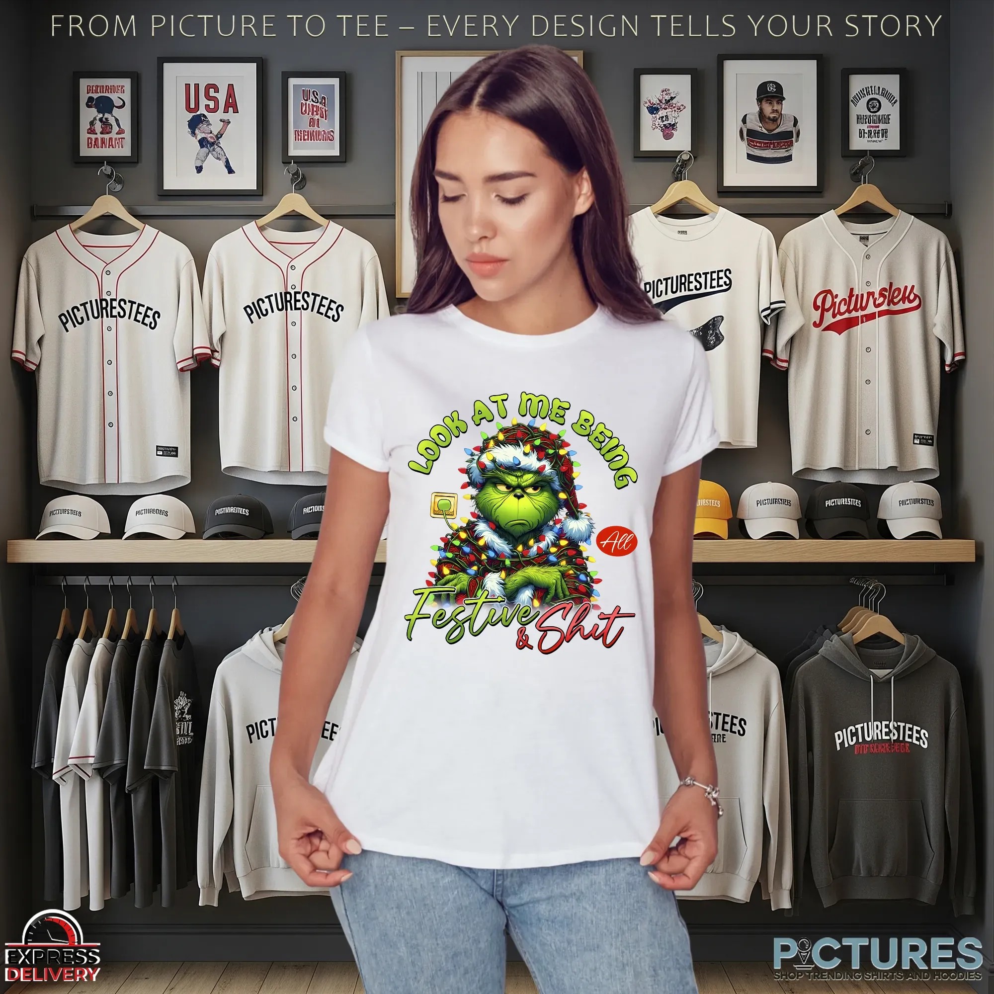Grinch Look At Me Being All Festive And Shit Christmas T Shirt