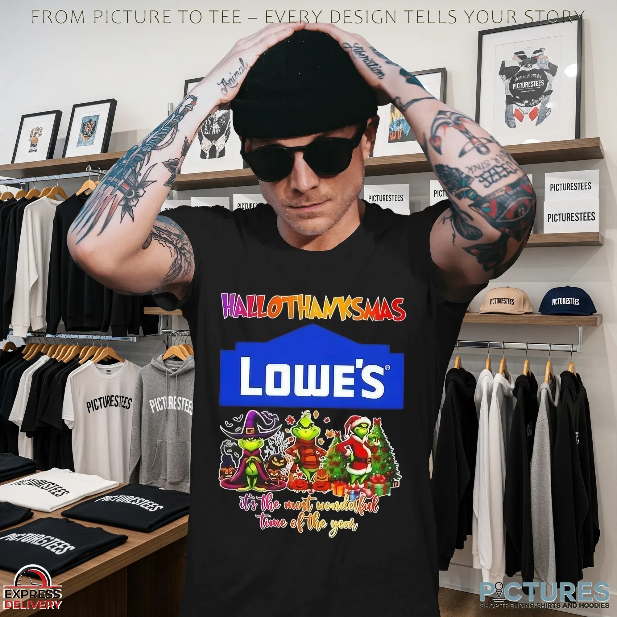 Grinch Lowe's Hallothanksmas It's The Most Wonderful Time Of The Year Happy Christmas Mashup T Shirt