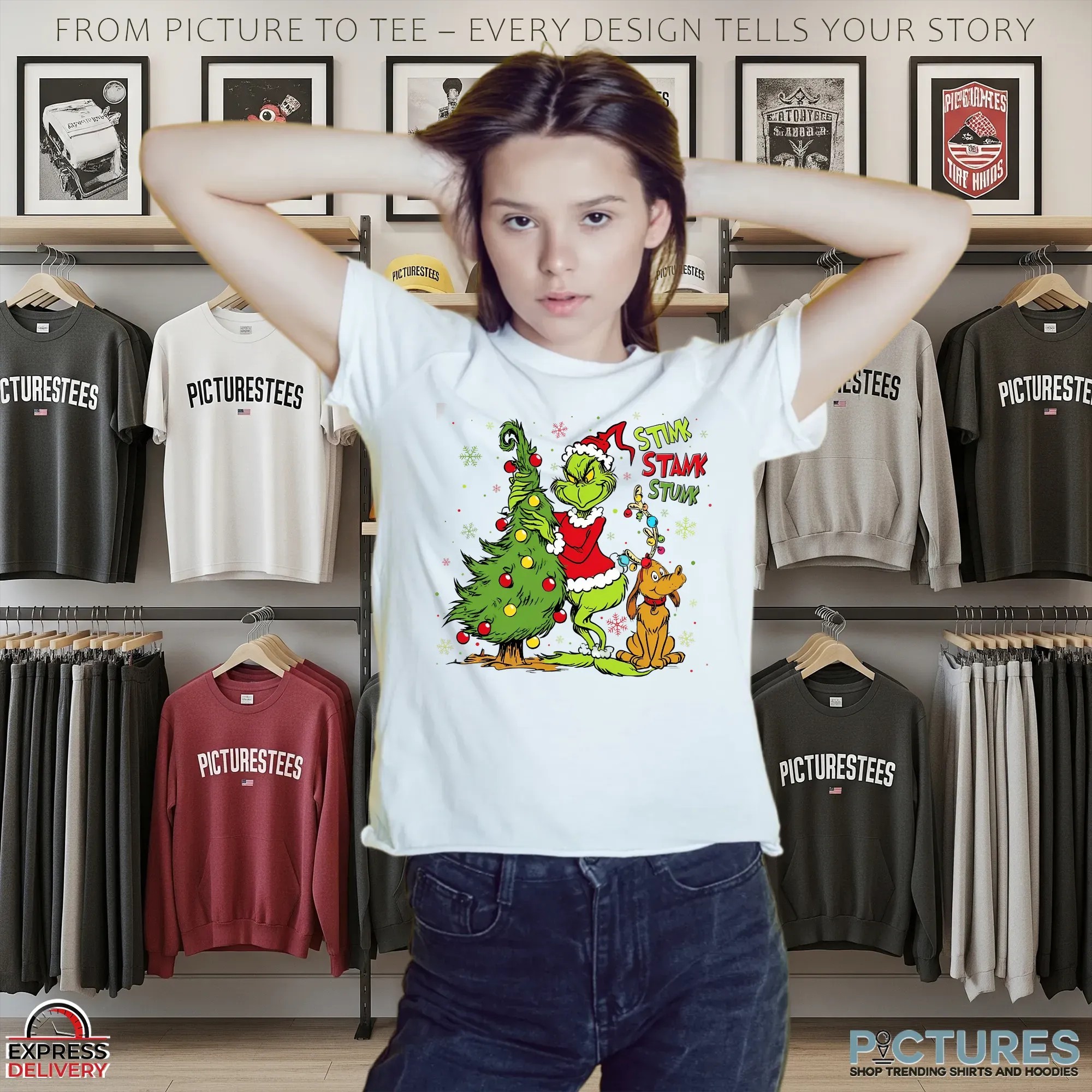 Grinch Max Stimb Stamk Stunk Preppy Christmas Movie Shirt