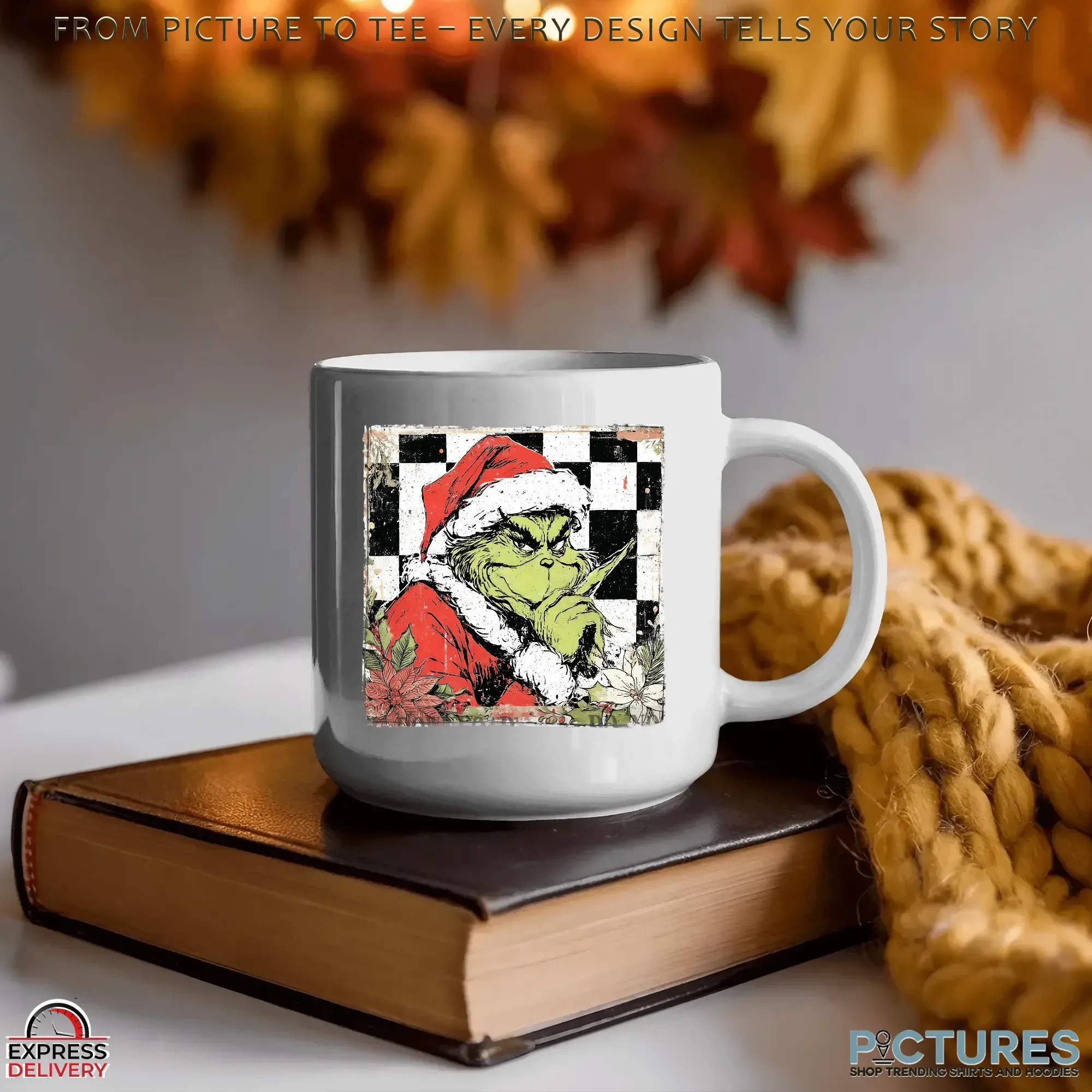 Grinch Vintage Checkered Grichmas Christmas Preppy Glitter T Shirt