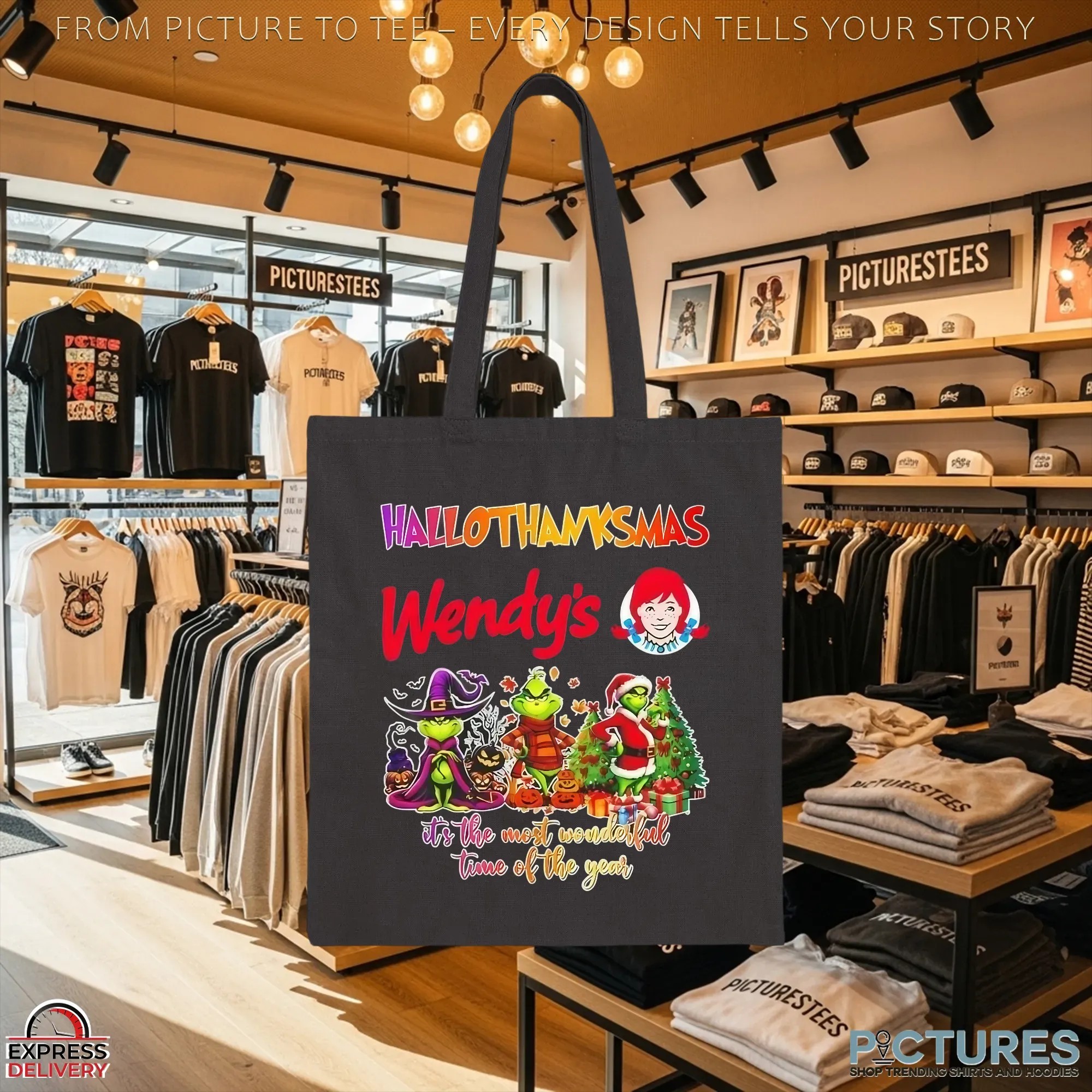 Grinch Wendy's Happy Hallothanksmas It's The Most Wonderful Time Of The Year Halloween Mashup T Shirt