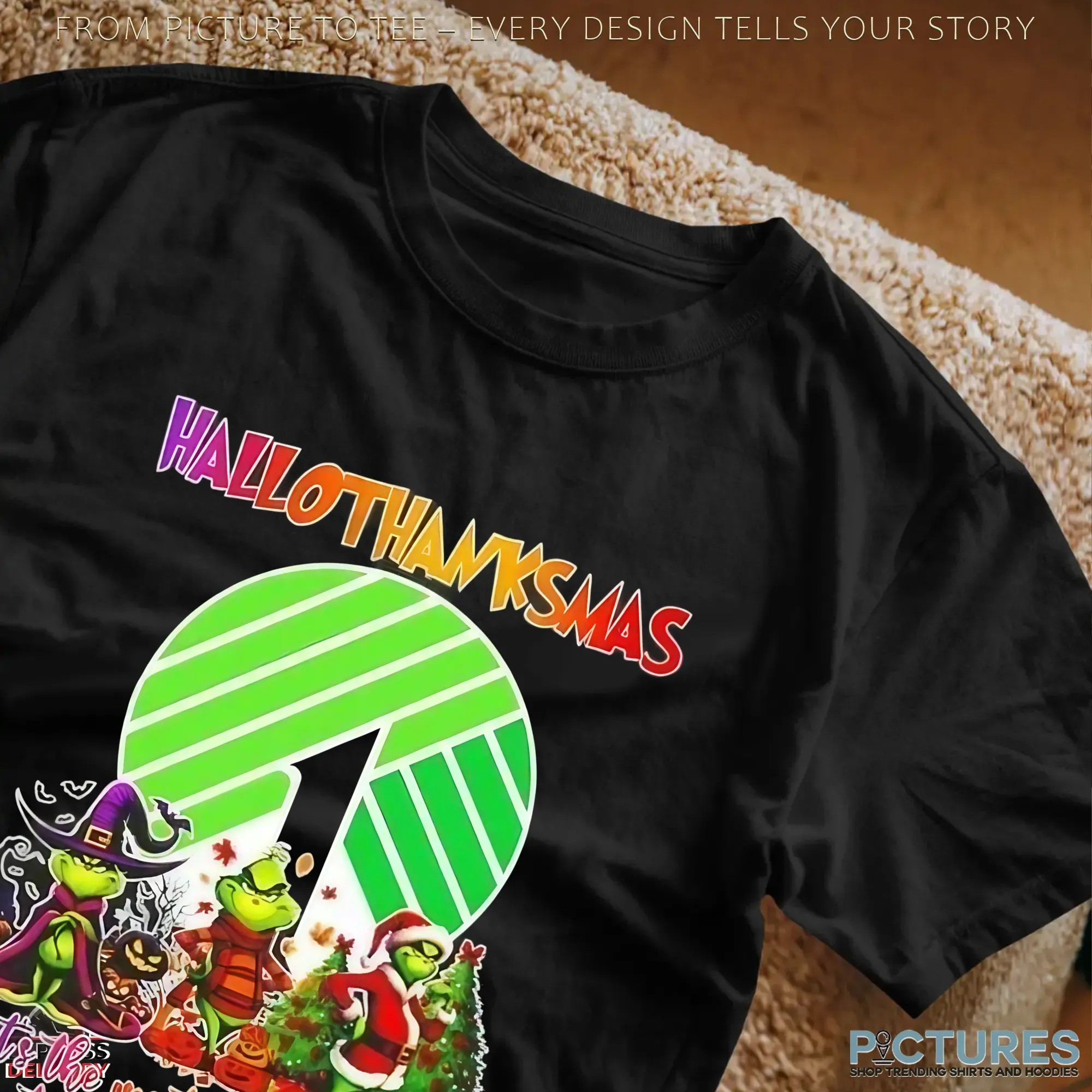 Grinch X Dollar Tree Hallothanksmas It's The Most Wonderful Time Of The Year Happy Halloween Christmas T Shirt