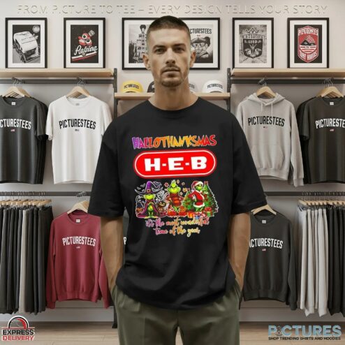 Grinch X H-E-B Grocery Hallothanksmas It's The Most Wonderful Time Of The Year Happy Halloween Christmas T Shirt
