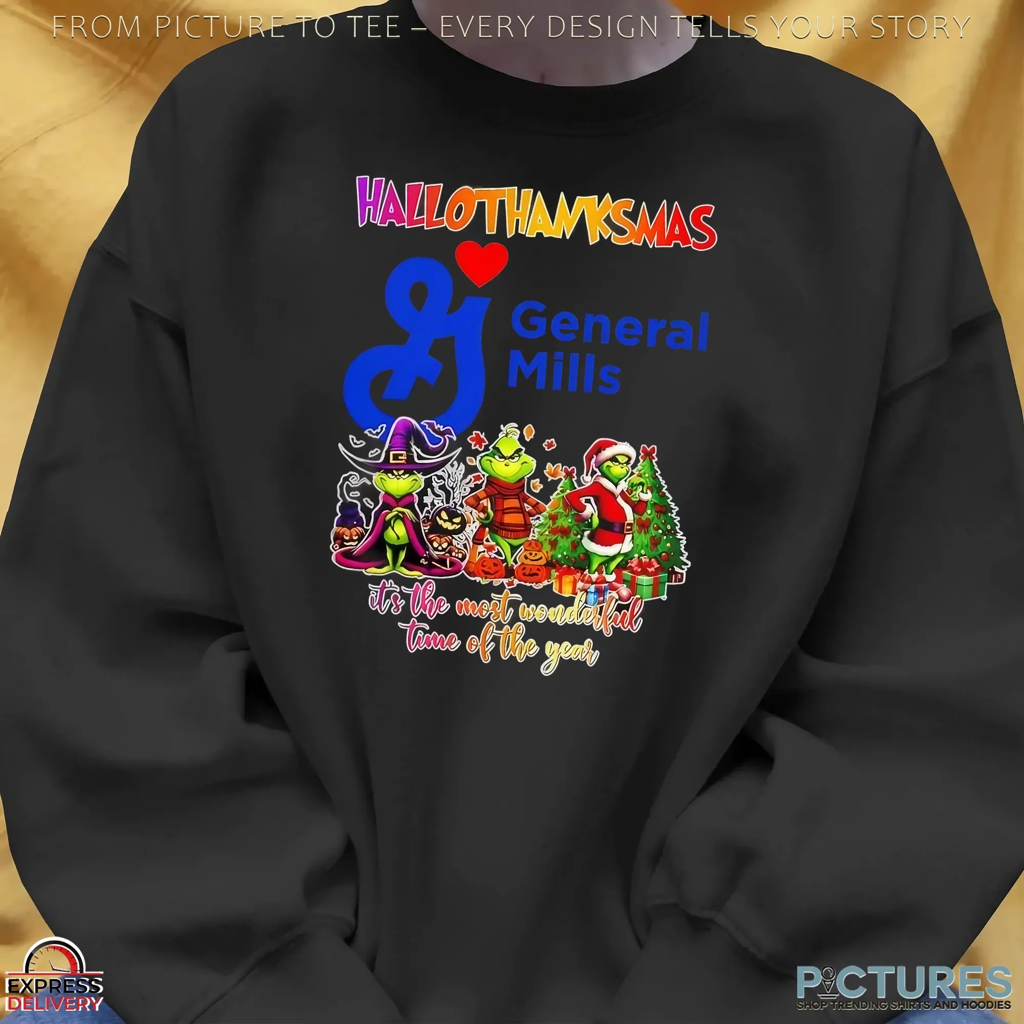 Hallothanksmas General Mills X Grinch It's The Most Wonderful Time Of The Year Christmas Mashup T Shirt