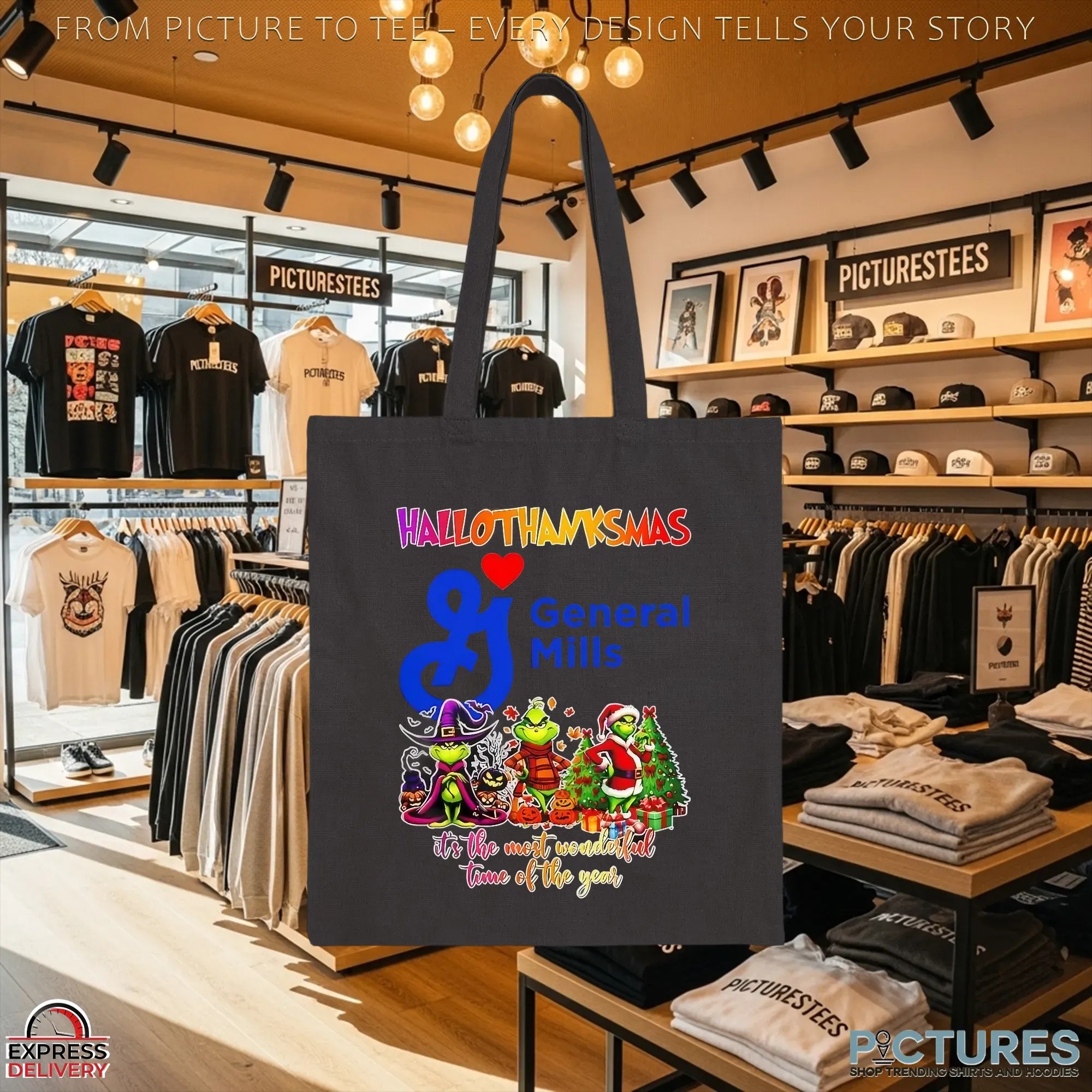 Hallothanksmas General Mills X Grinch It's The Most Wonderful Time Of The Year Christmas Mashup T Shirt