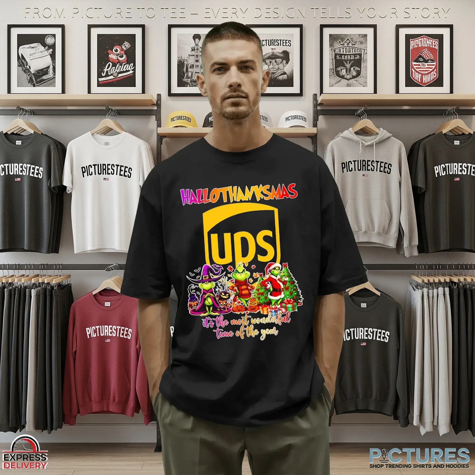 Hallothanksmas UPS X Grinch It's The Most Wonderful Time Of The Year Halloween Christmas T Shirt