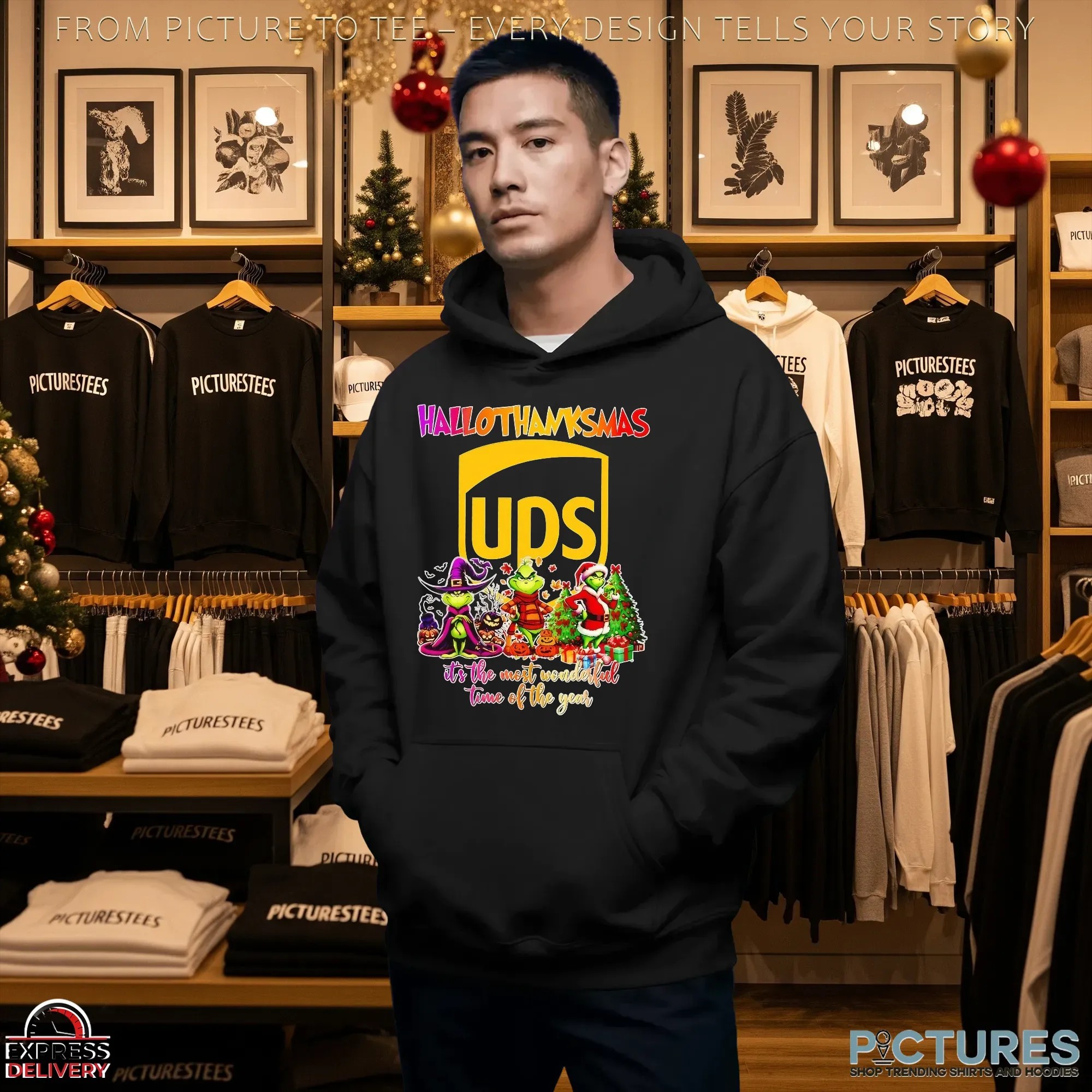 Hallothanksmas UPS X Grinch It's The Most Wonderful Time Of The Year Halloween Christmas T Shirt