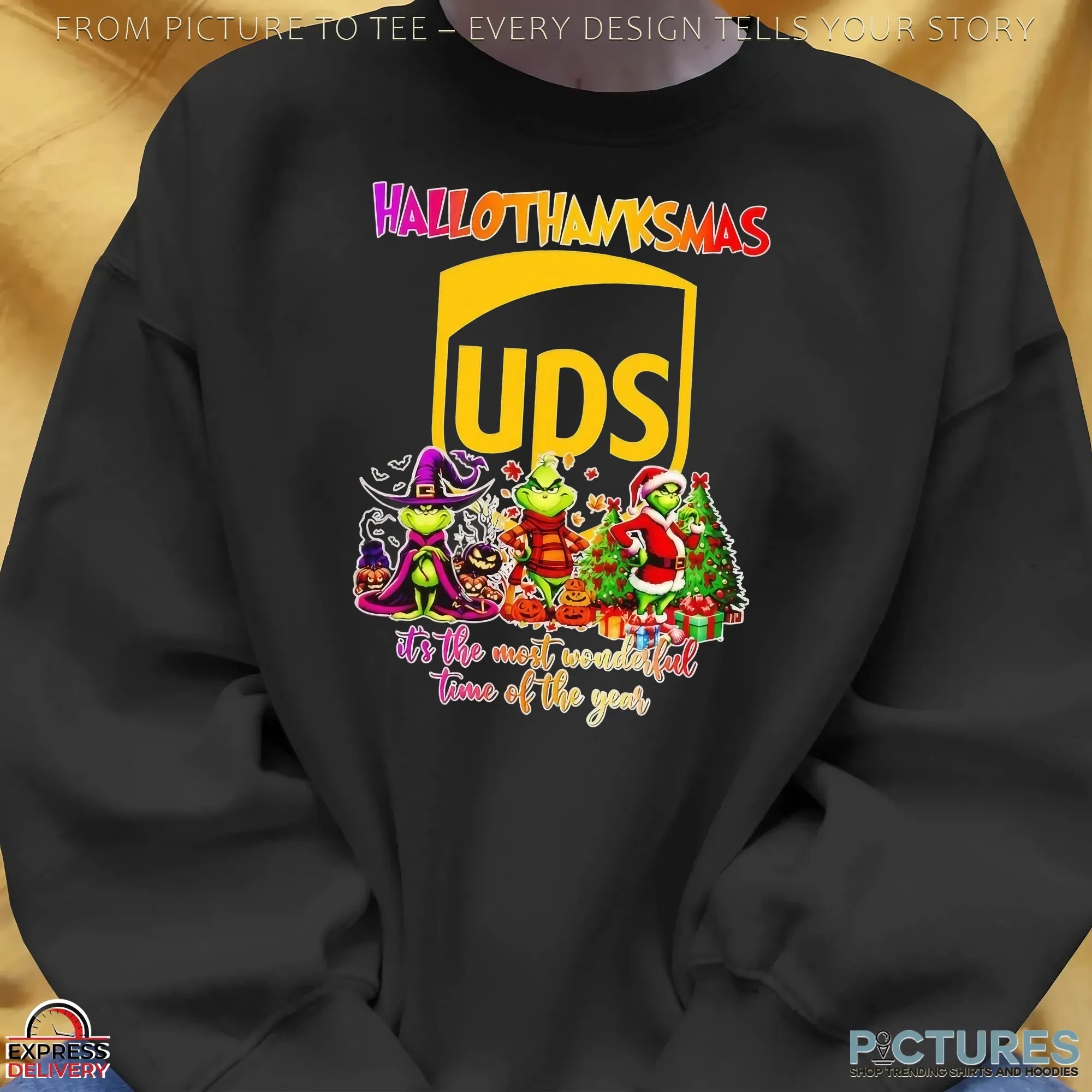 Hallothanksmas UPS X Grinch It's The Most Wonderful Time Of The Year Halloween Christmas T Shirt