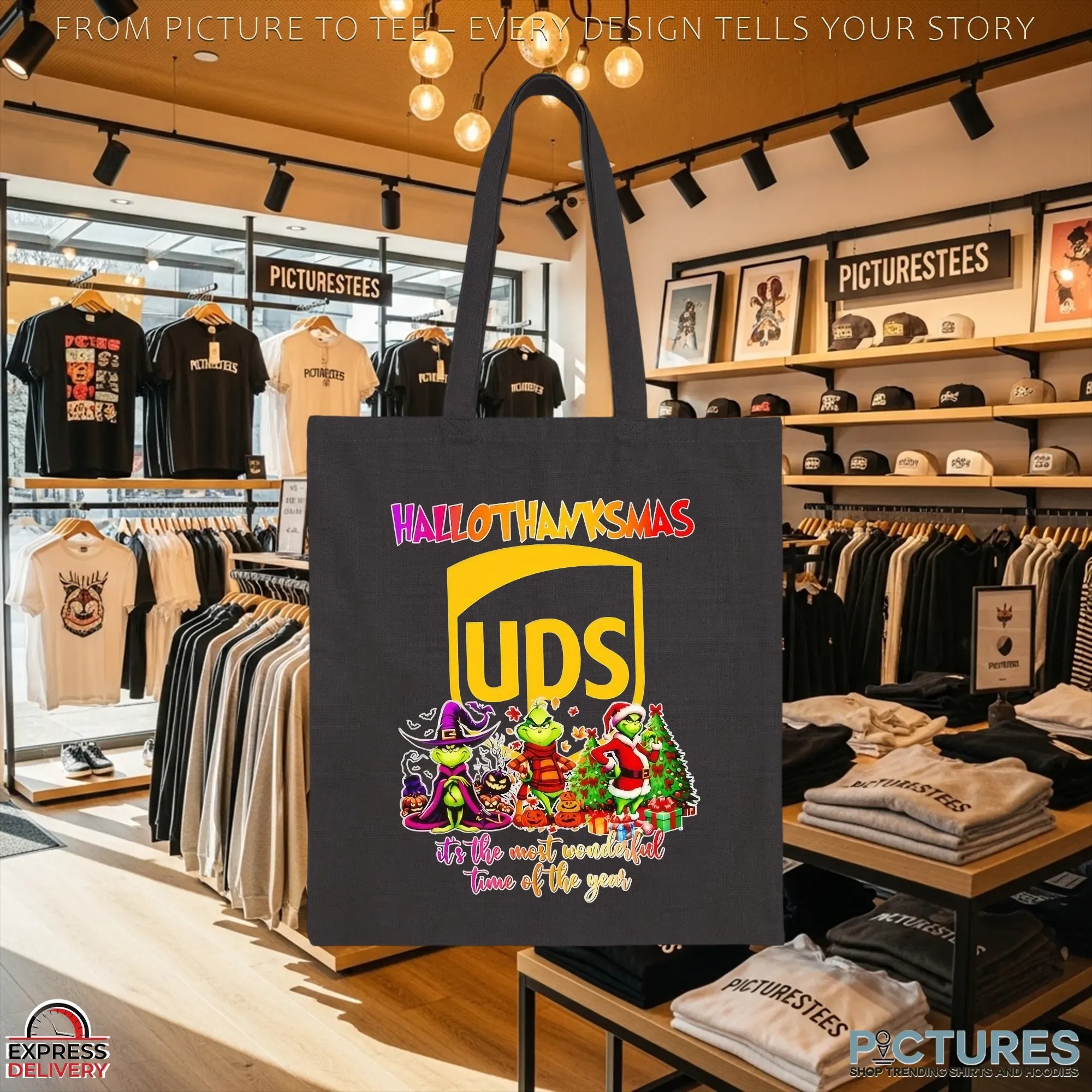Hallothanksmas UPS X Grinch It's The Most Wonderful Time Of The Year Halloween Christmas T Shirt
