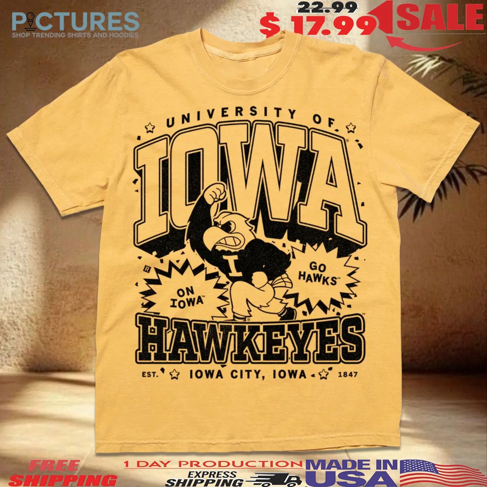 Hawkeyes On Iowa Go Hawk Max Collegiate T Shirt