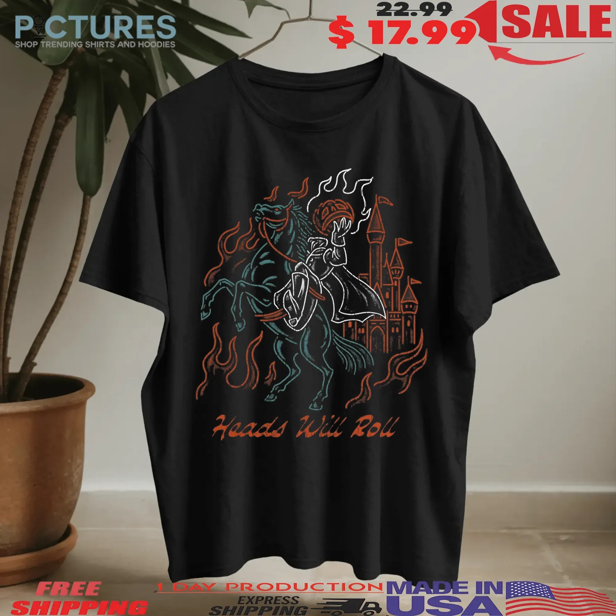 Heads Will Roll Neon T Shirt