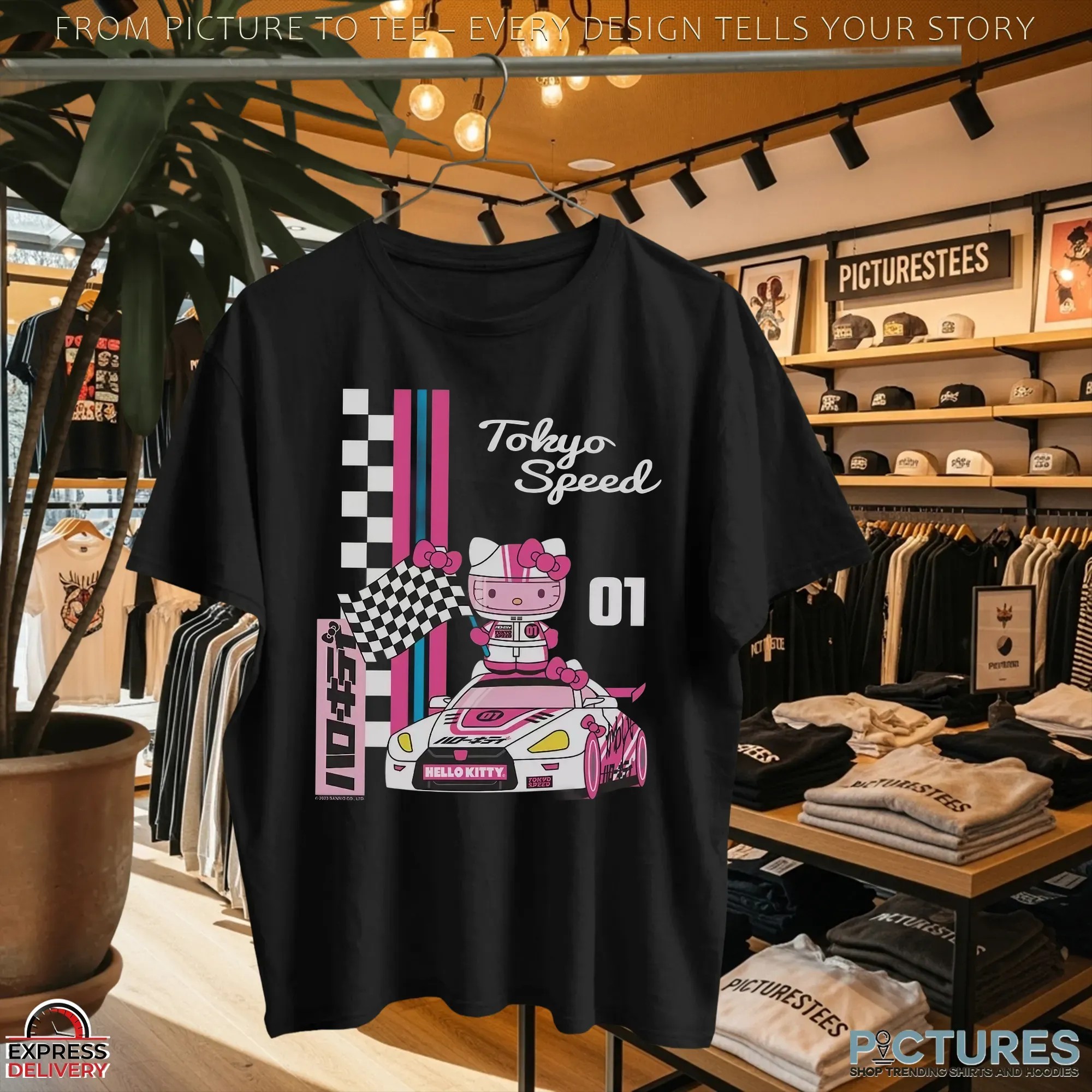 Hello Kitty And Friends Checkered Flag Tokyo Speed Graphic T Shirt