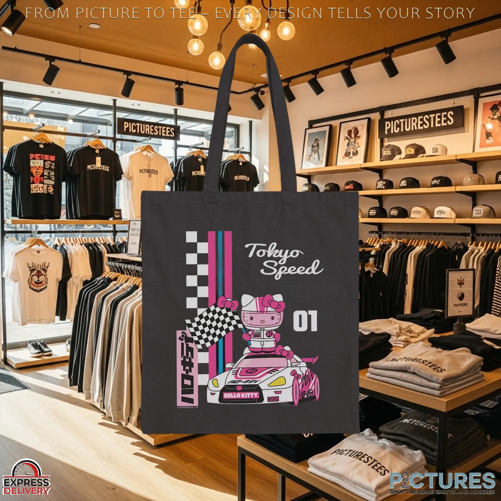 Hello Kitty And Friends Checkered Flag Tokyo Speed Graphic T Shirt