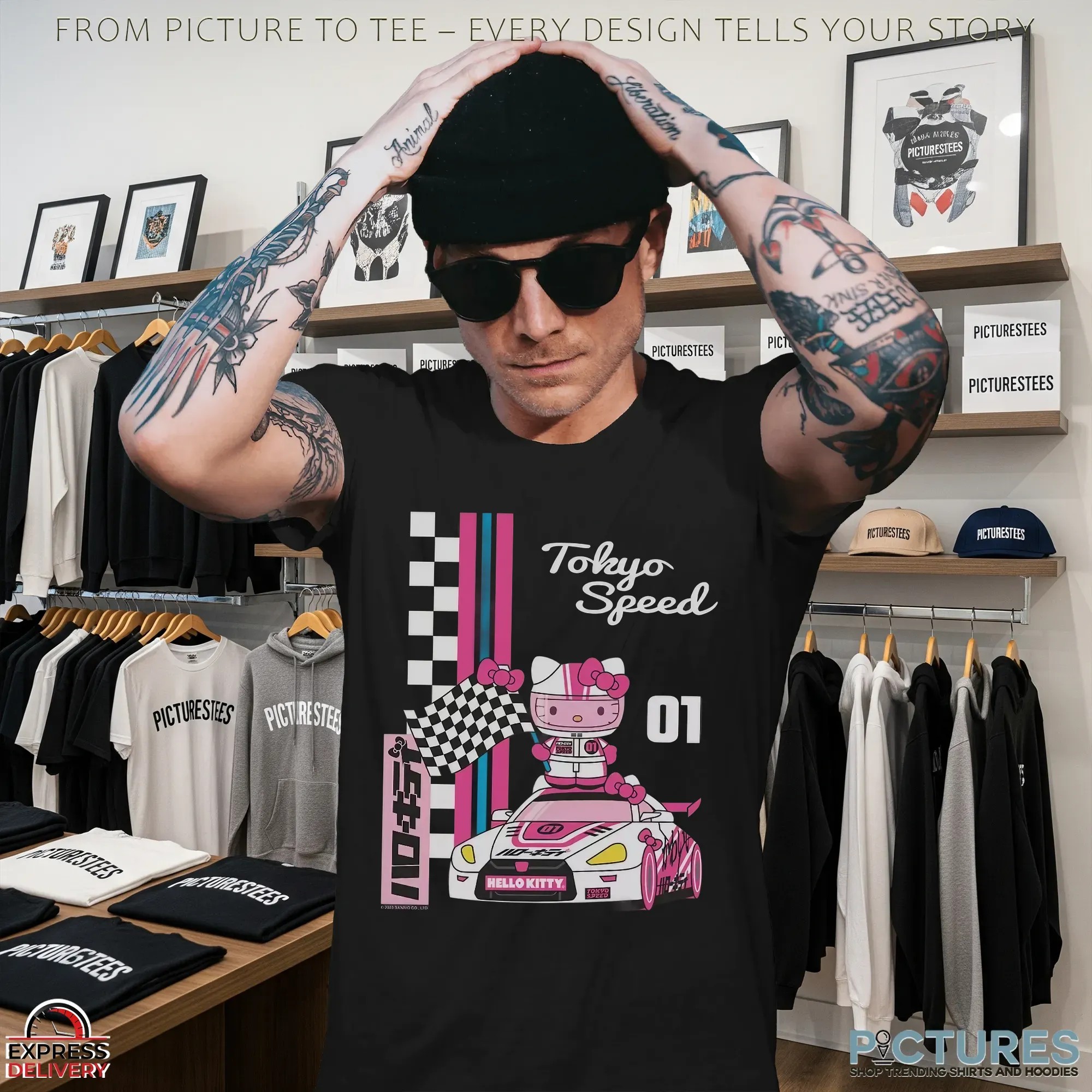 Hello Kitty And Friends Checkered Flag Tokyo Speed Graphic T Shirt