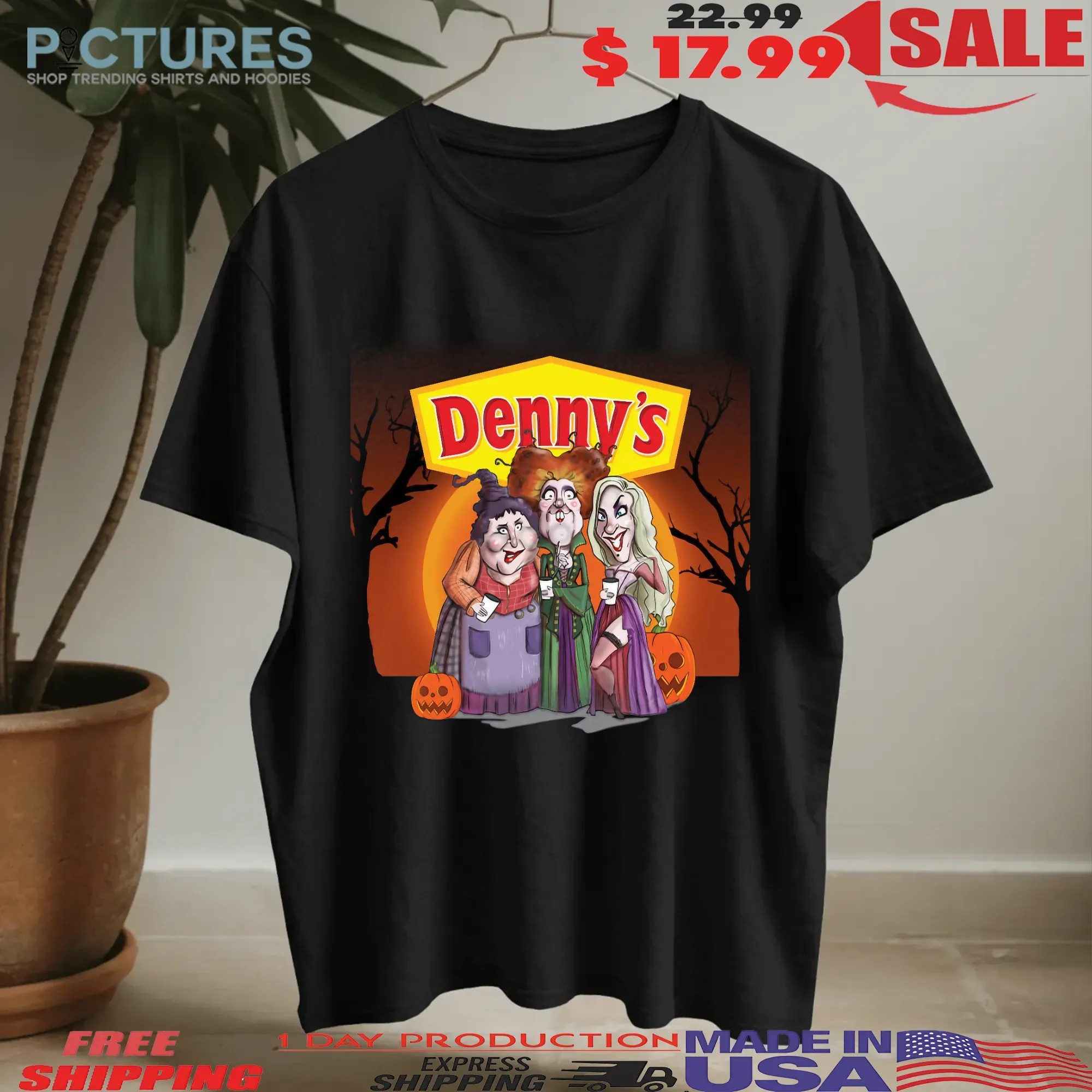 Hocus Pocus Sanderson Sisters Denny's Halloween Mashup T Shirt