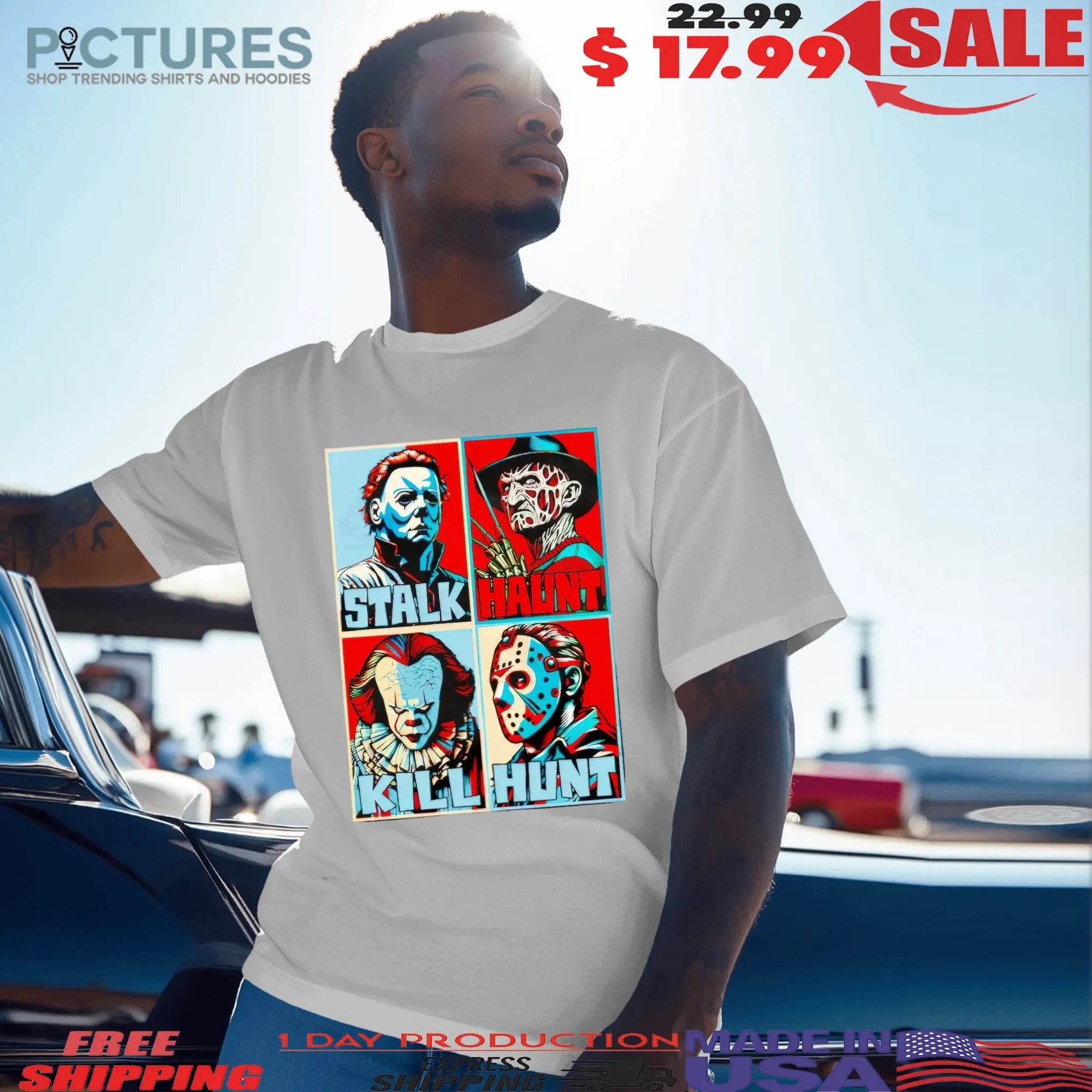 Horror Movie Characters Stalk Haunt Kill Hunt Halloween Hope T Shirt